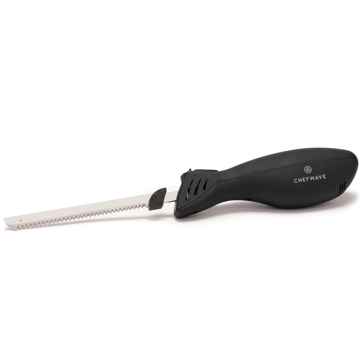Rechargeable Electric Knife with 2 Serrated Blades and Safety Lock (Black)