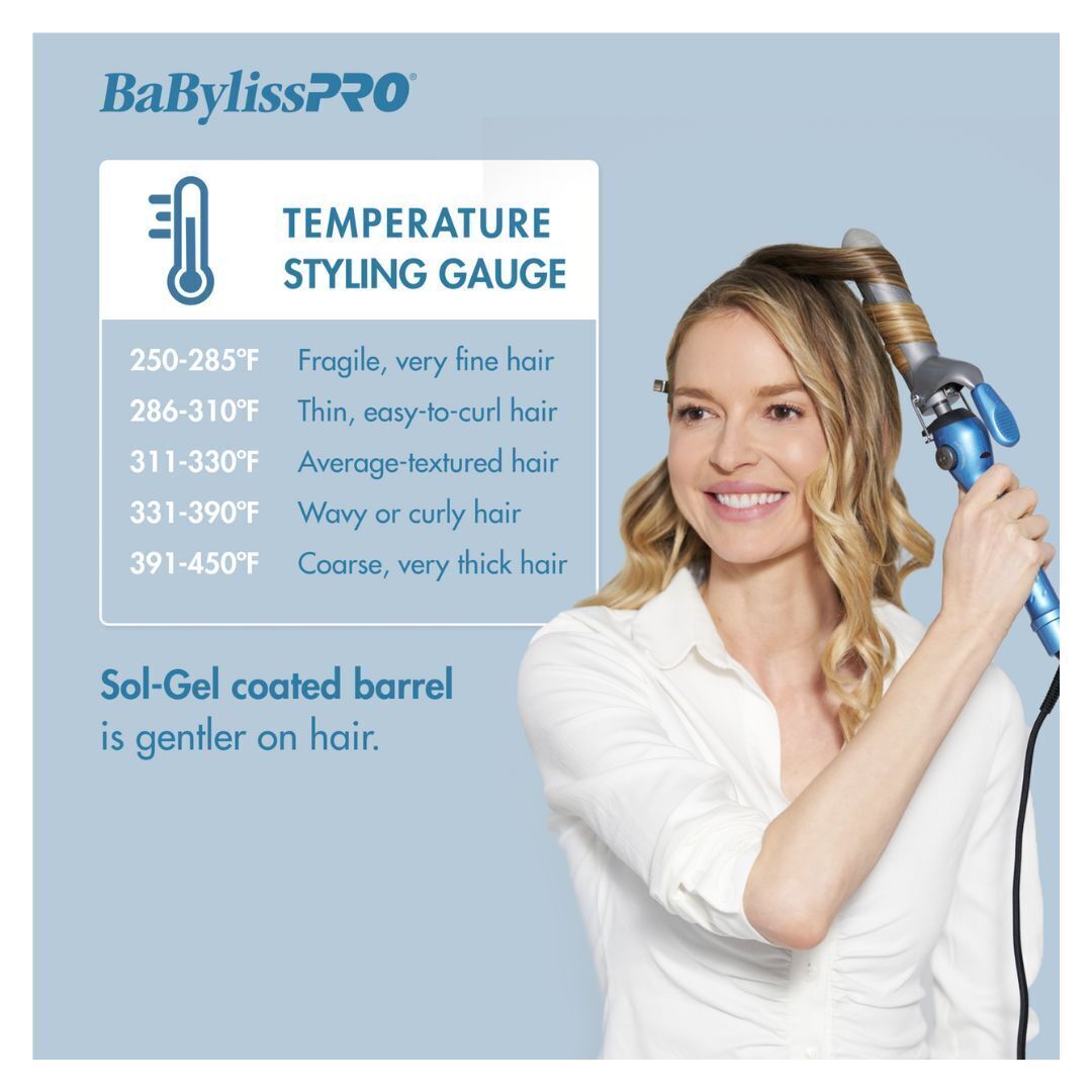 BaBylissPRO Nano Titanium 1 1/4-Inch Spring Curling Iron for Larger, Looser Curls, and Waves