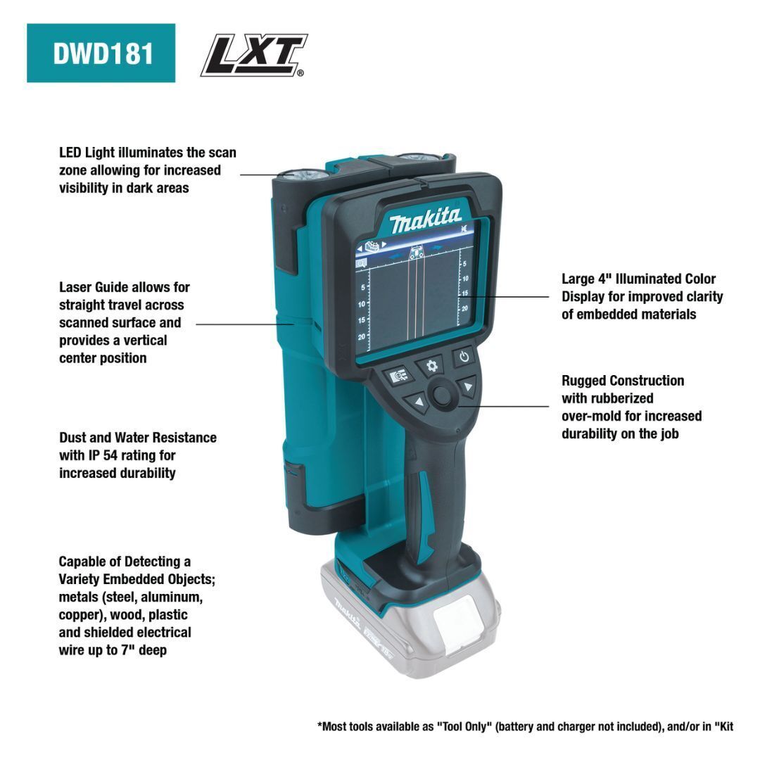 Makita DWD181ZJ 18V LXT LithiumIon Cordless Multi-Surface Scanner