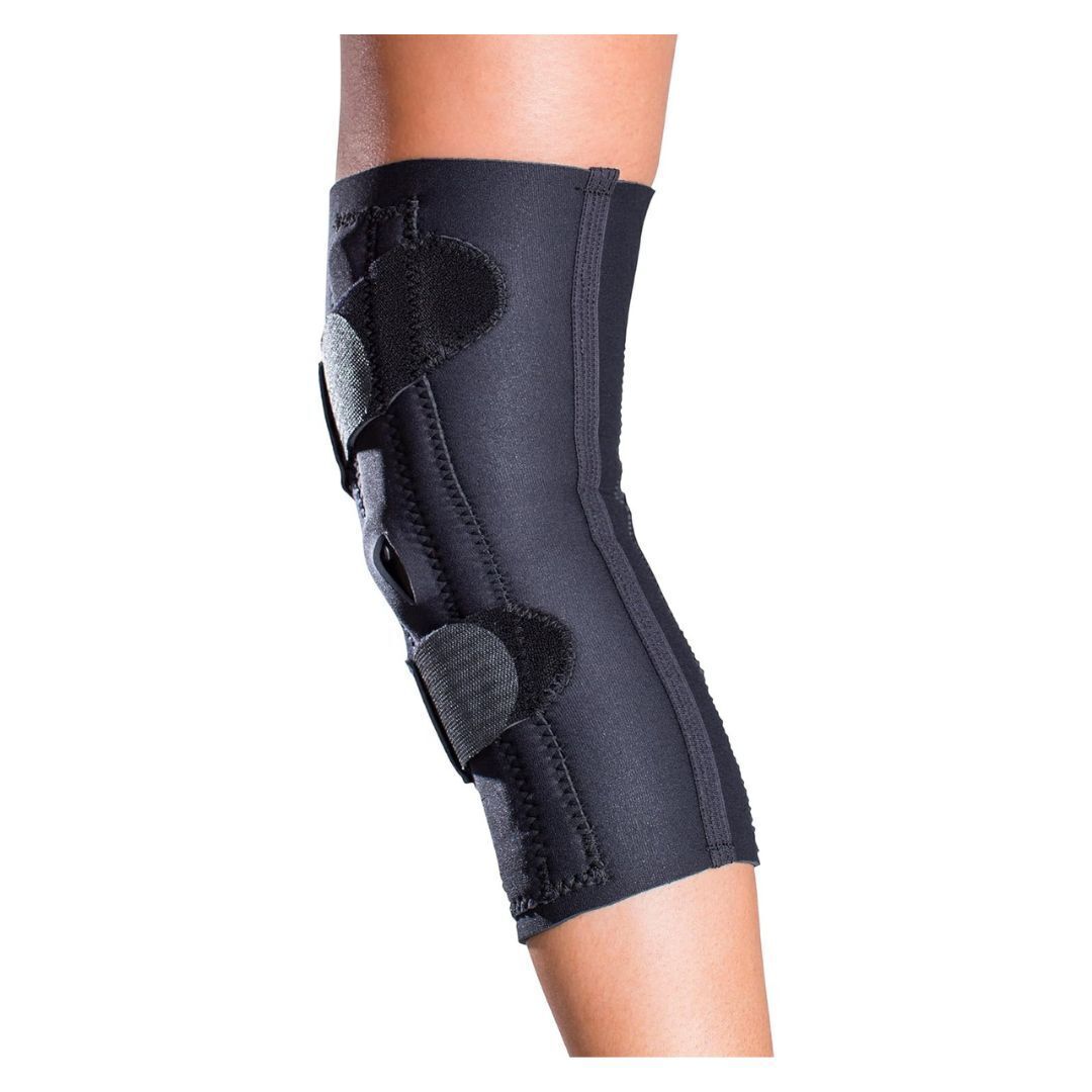 DonJoy Lateral J Patella Knee Support Brace with Hinge: Drytex, Left Leg, Large