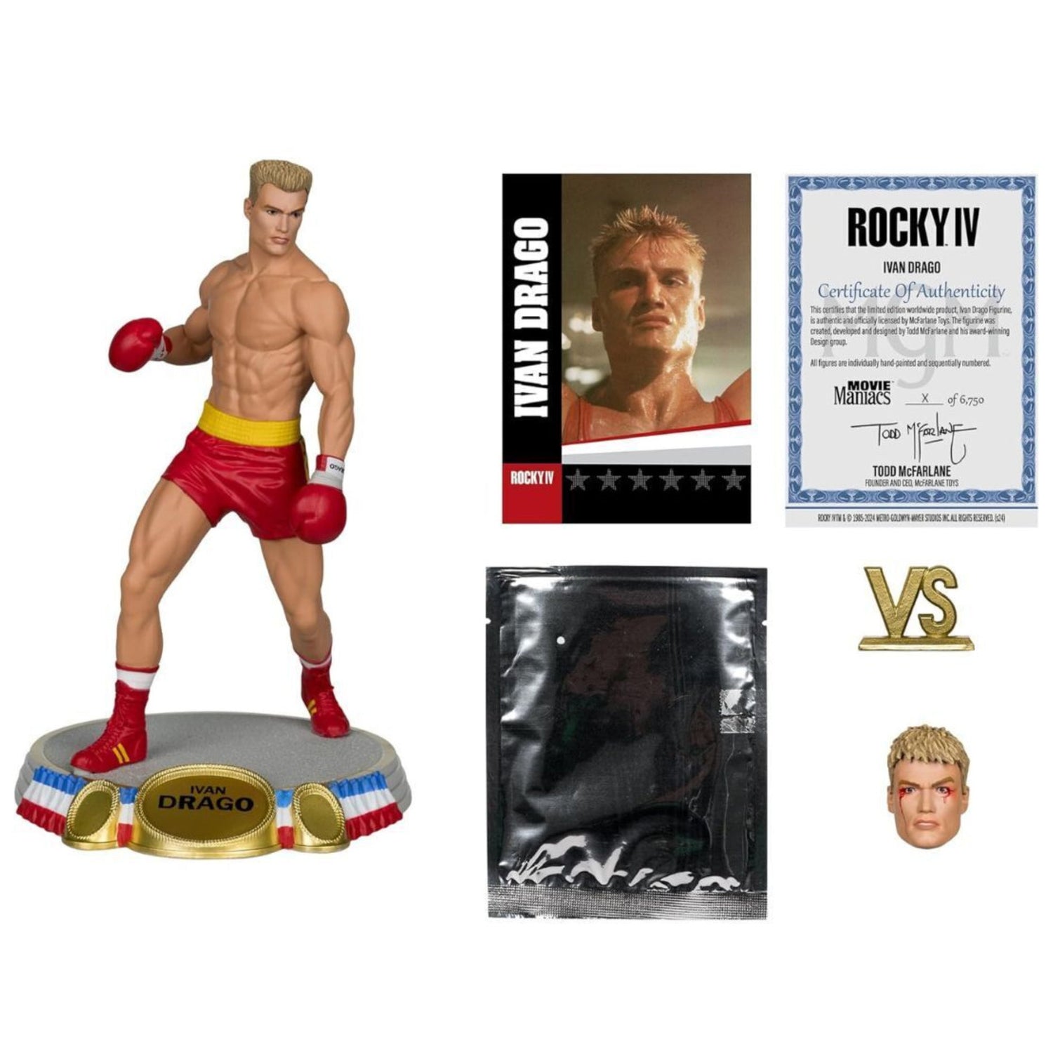 McFarlane Toys Rocky IV Movie Boxer Rocky Balboa 6 Inch Posed Figure Bundle