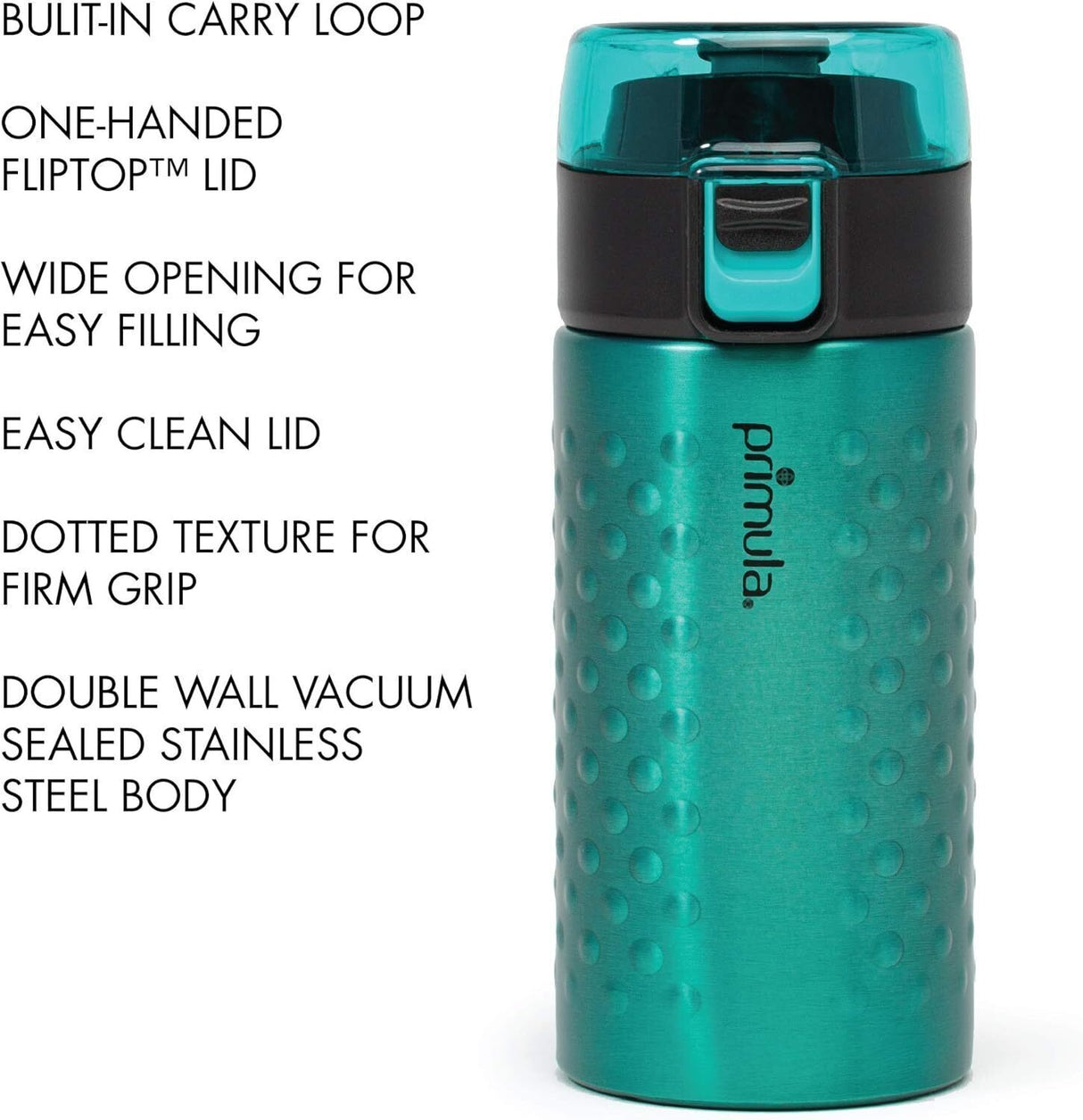 Primula Hamilton Water Bottle Single Serve Double Wall, 12 oz, Teal