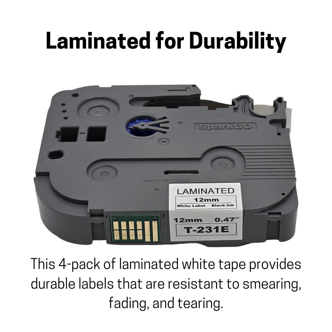 SparkGo Laminated Label Tape T-231E 4 Pack