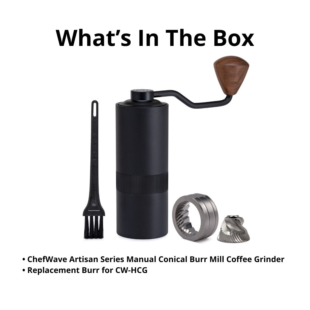 CW-HCG ChefWave Aluminum Alloy Manual Conical Burr Coffee Grinder Bundle