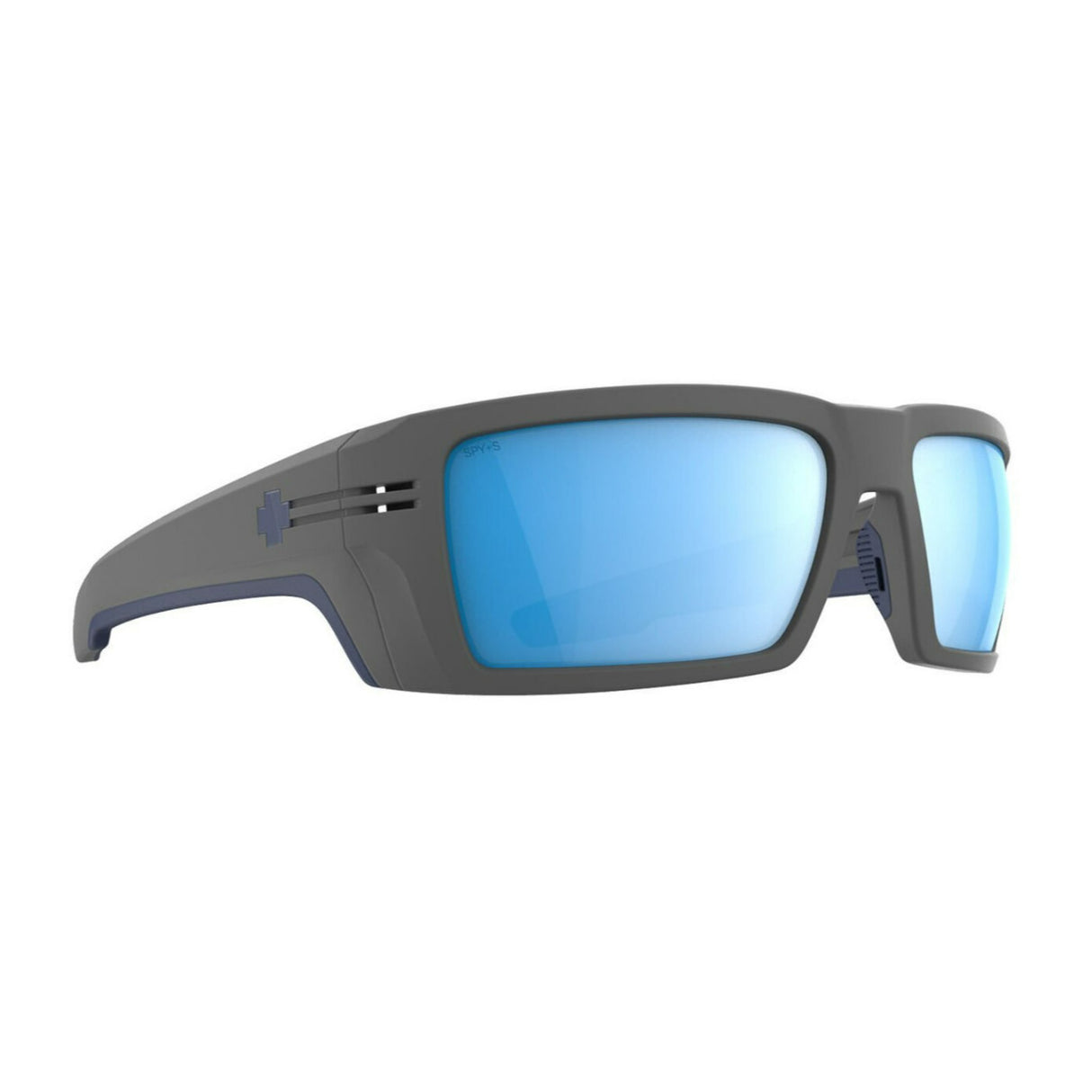 SPY Optic Rebar SE Matte Gray and Happy Boost Polar Ice Blue Mirror Sunglasses