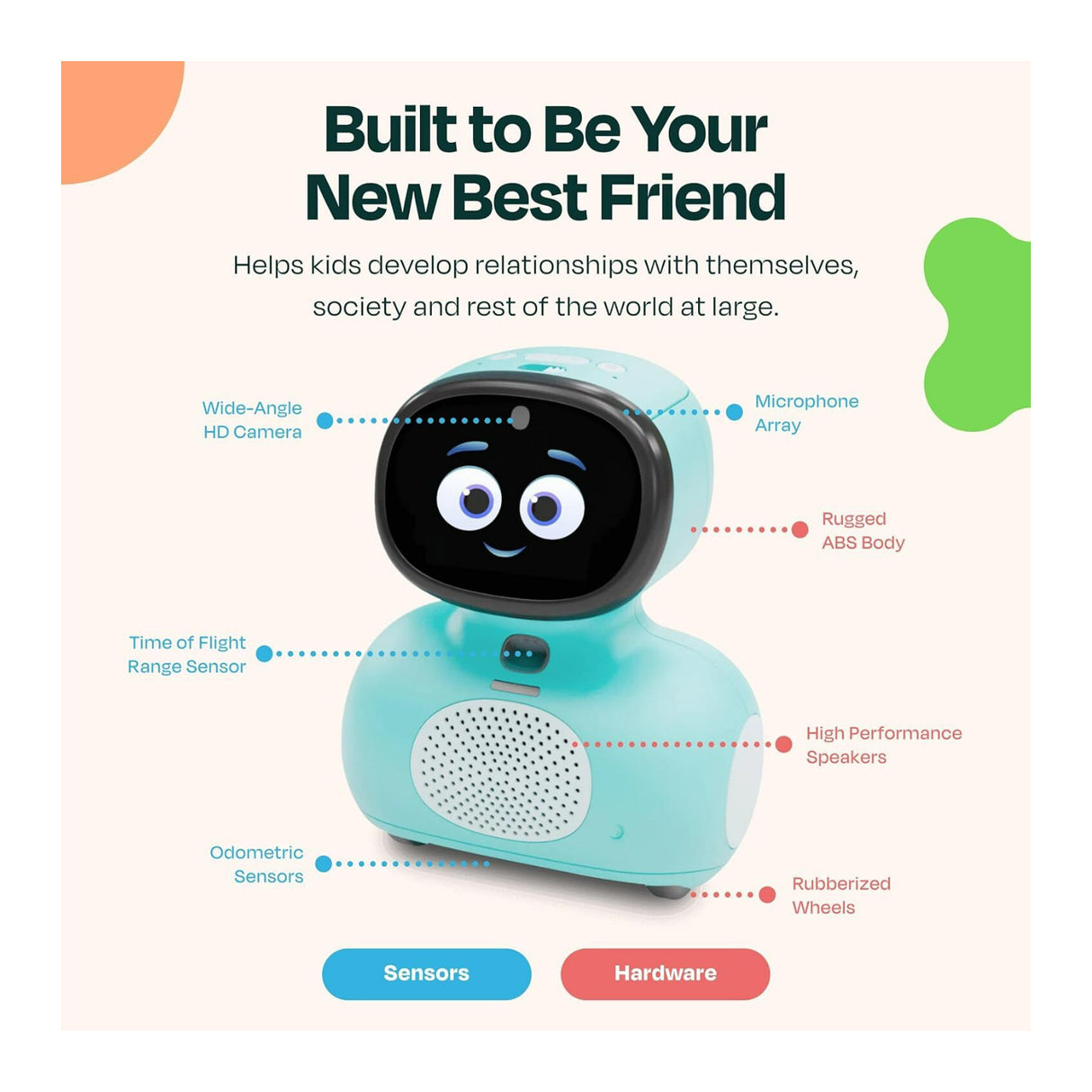 Miko Mini Interactive GPT Powered Blue AI Kids Robot for STEAM Learning