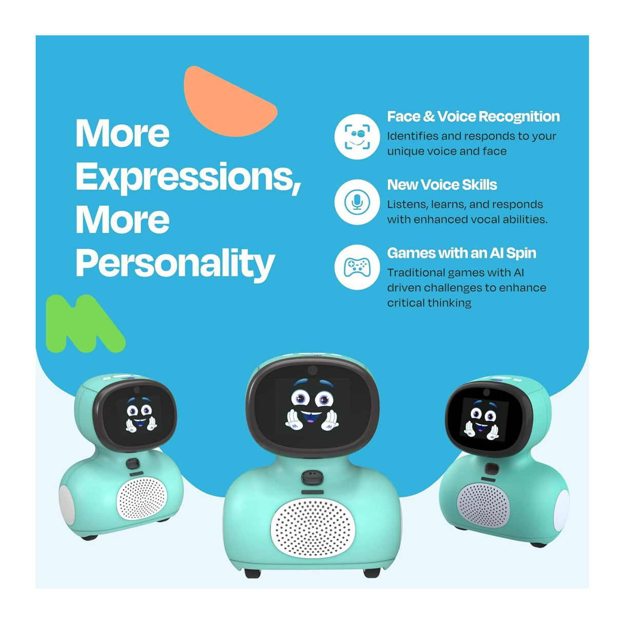 Miko Mini Interactive GPT Powered Blue AI Kids Robot for STEAM Learning