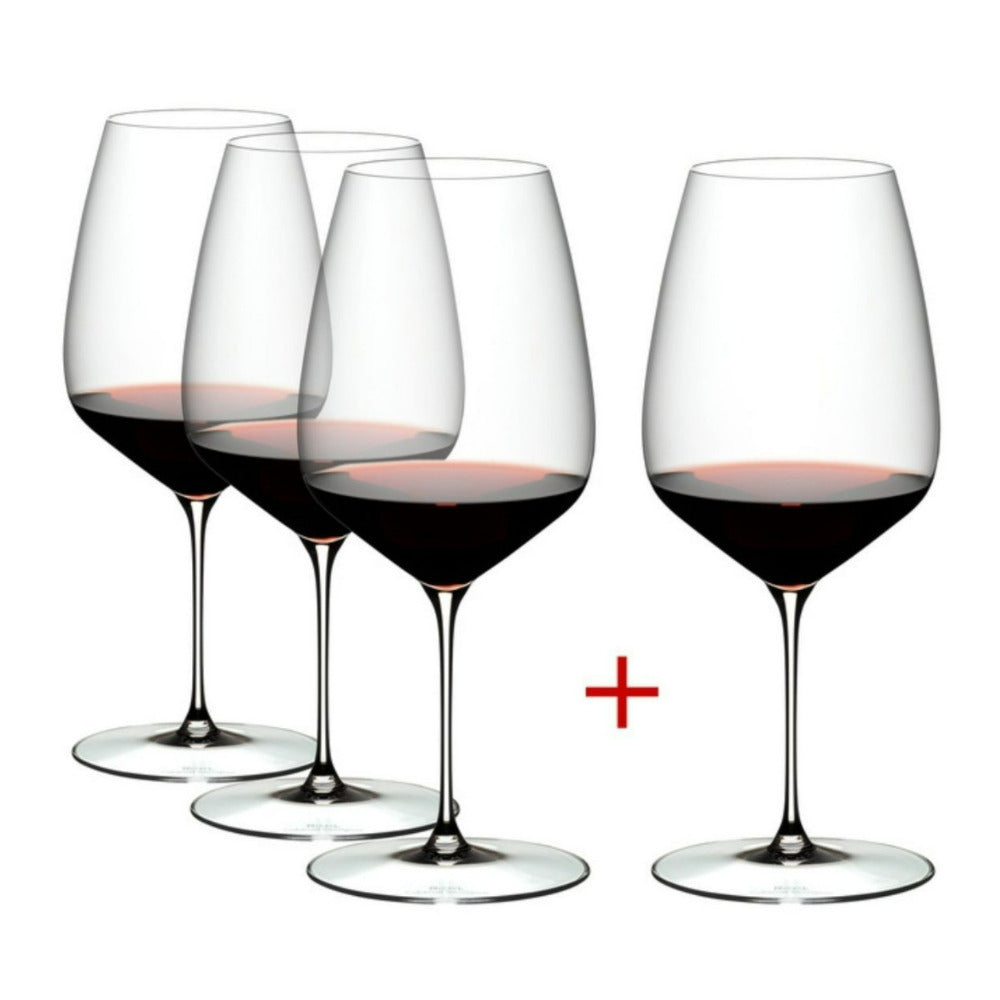 RIEDEL Veloce Cabernet and Merlot 4 Pack Crystal Clear Diamond Shaped Glass