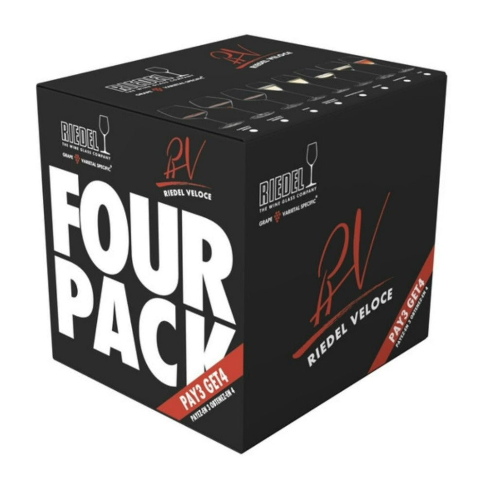 RIEDEL Veloce Cabernet and Merlot 4 Pack Crystal Clear Diamond Shaped Glass