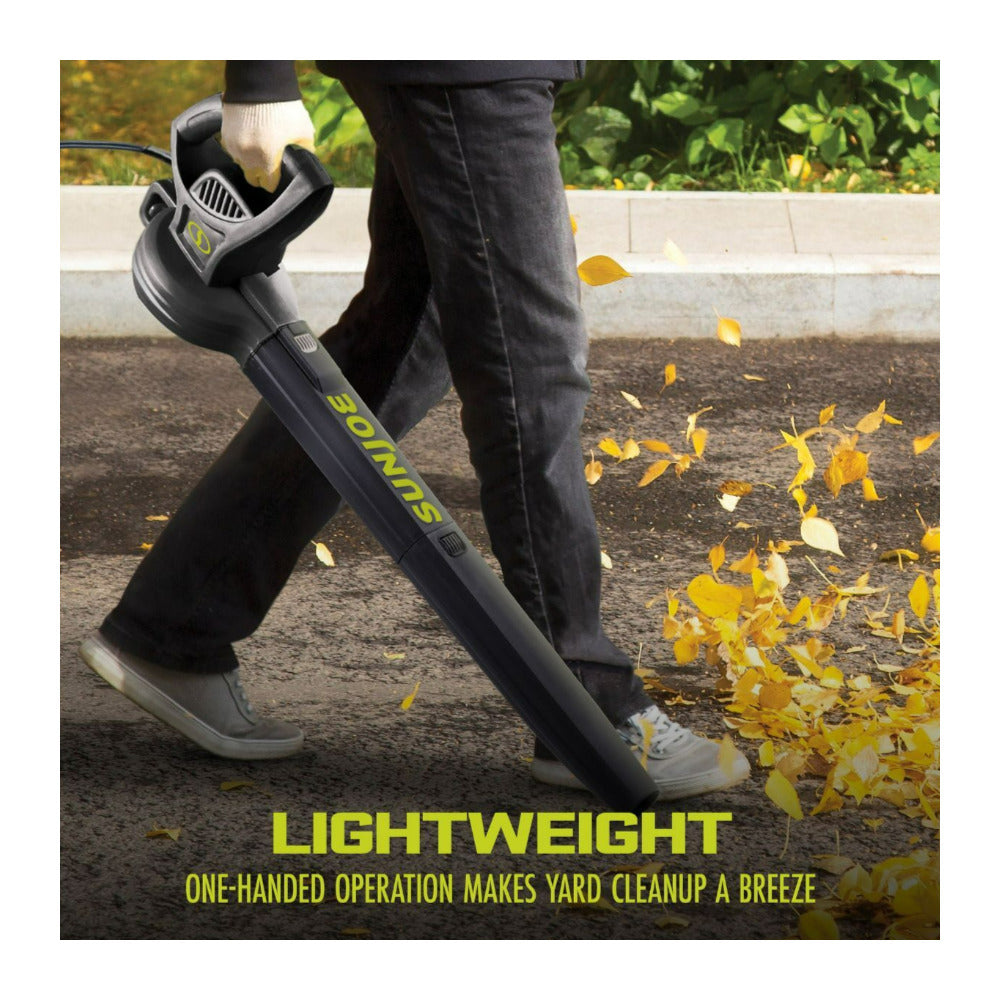 Sun Joe SBJ597E Black Electric Leaf Blower with Lightweight and Portable Body