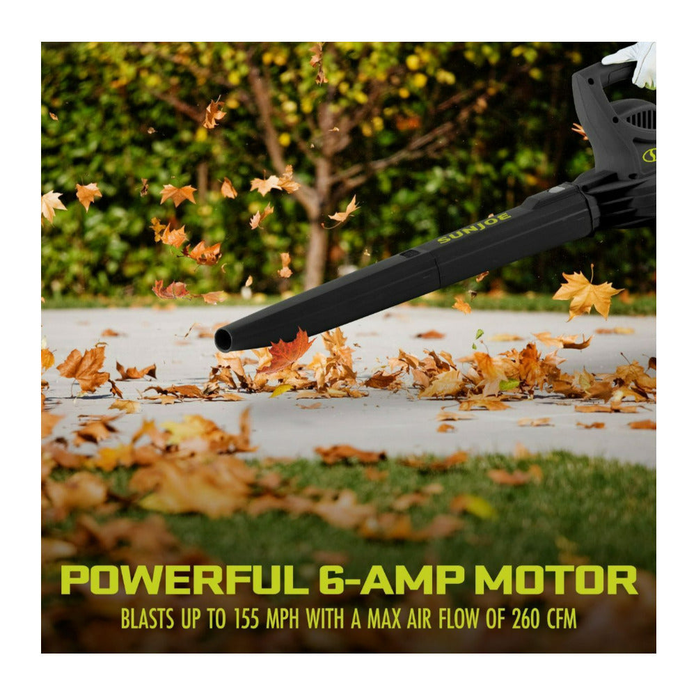 Sun Joe SBJ597E Black Electric Leaf Blower with Lightweight and Portable Body