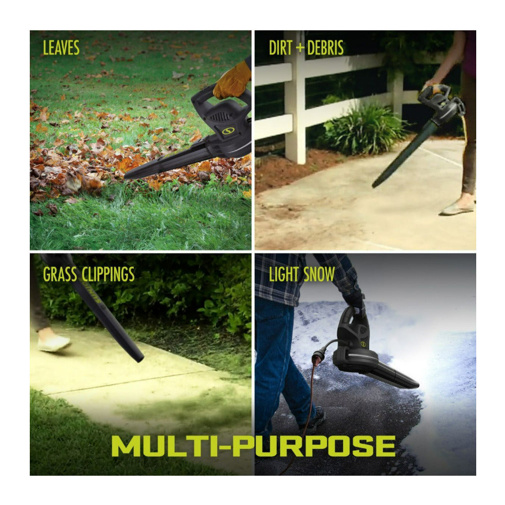 Sun Joe SBJ597E Black Electric Leaf Blower with Lightweight and Portable Body