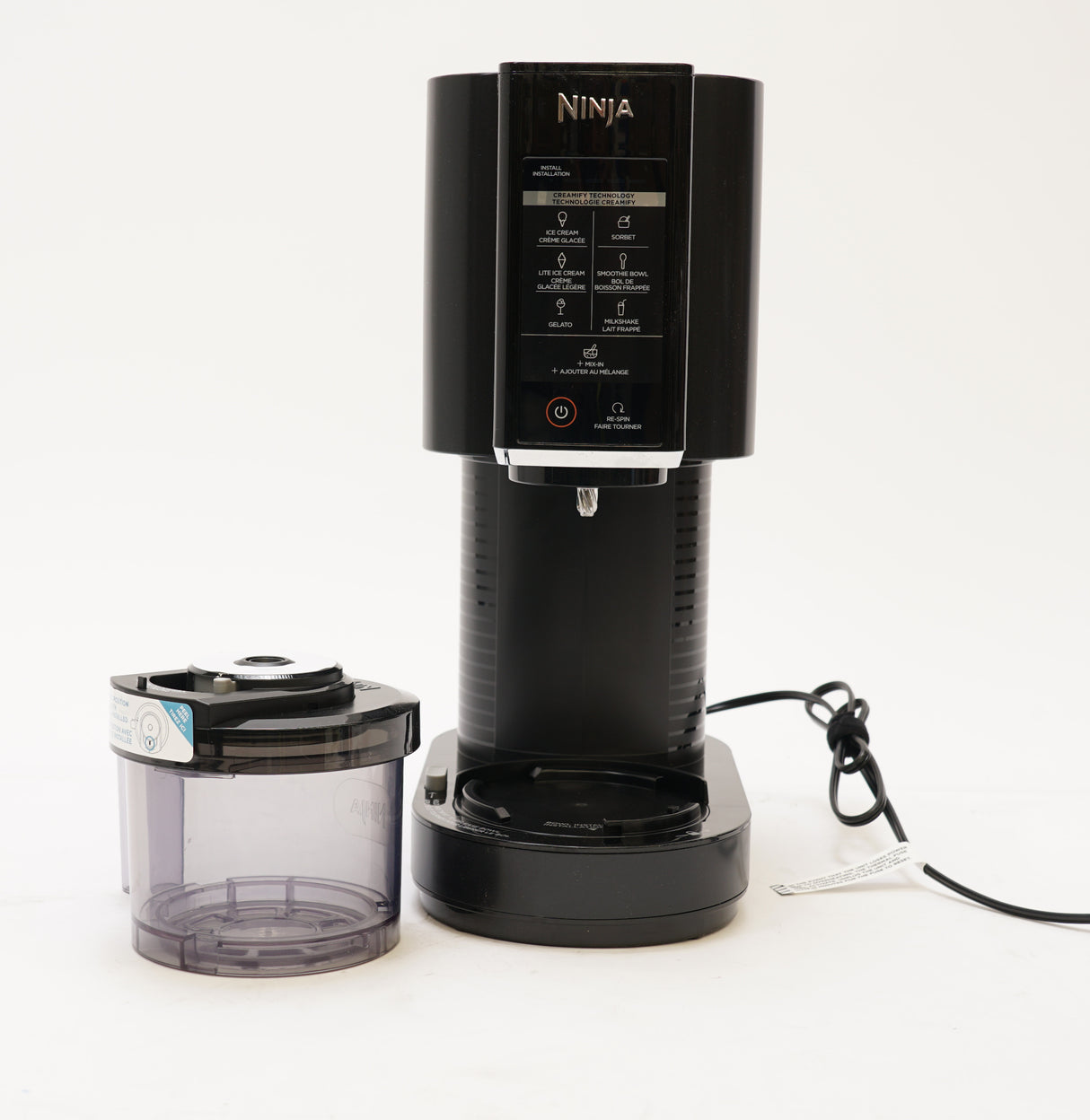 Ninja CREAMi Ice Cream, Sorbet, Milkshake Maker + 4 CREAMi Pints, Black (Used)