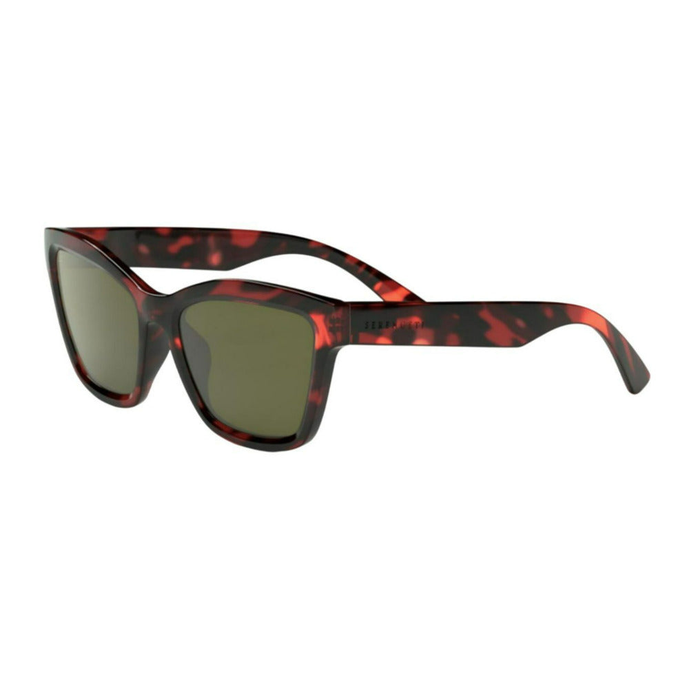 Serengeti Rectangular Rolla Shiny Red Tortoise Frame Sunglasses with Saturn Lens
