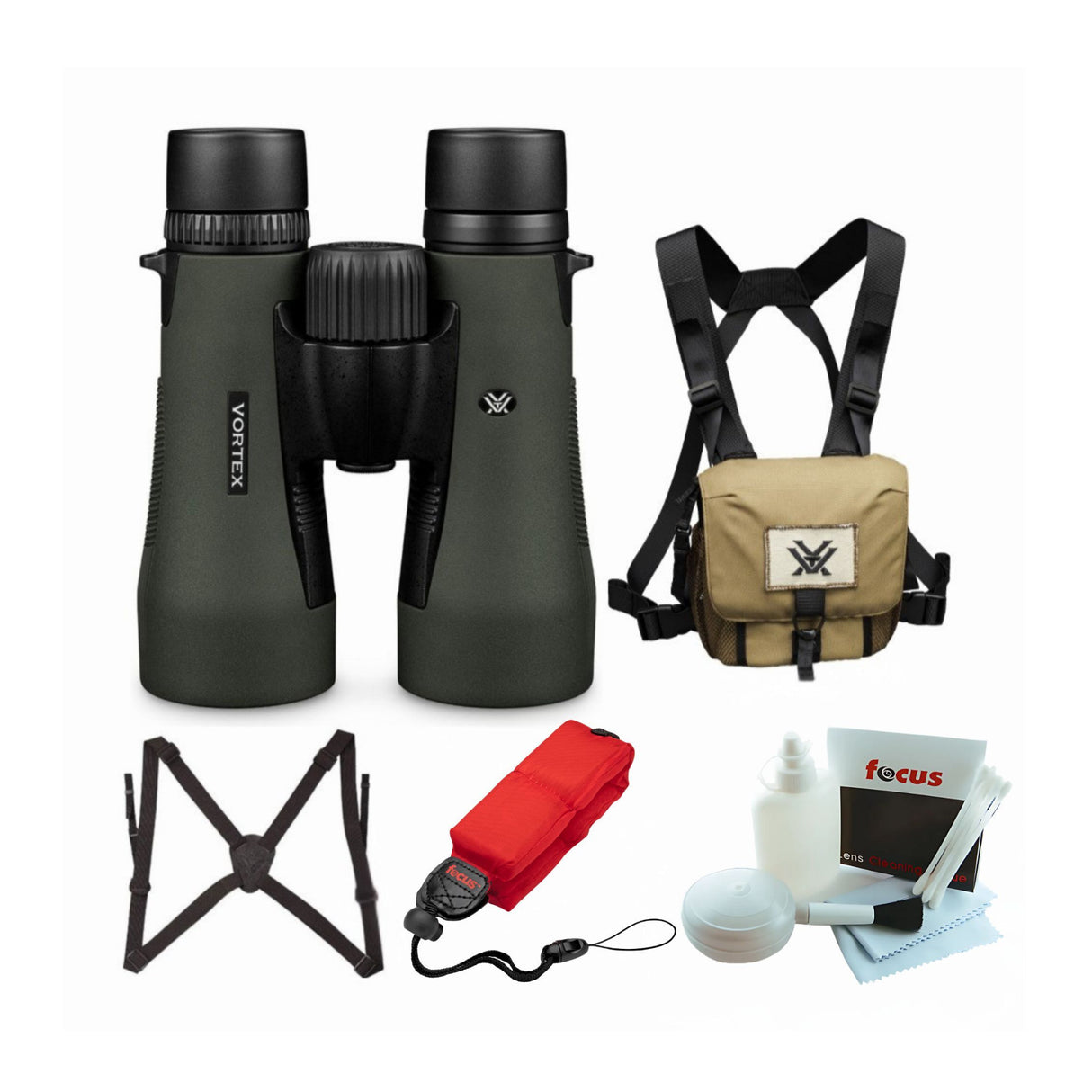 Vortex 10x 50mm Diamondback Binocular with Foam Strap, Harness, and Cleaning Kit