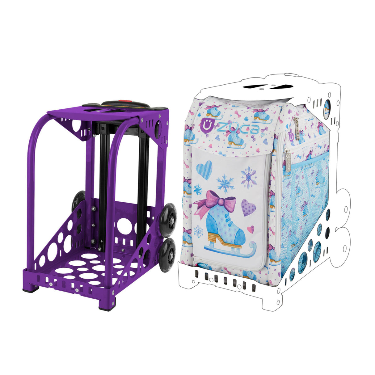 Zuca Sport Purple Frame with Removable Skate Style Lightweight Insert Bundle