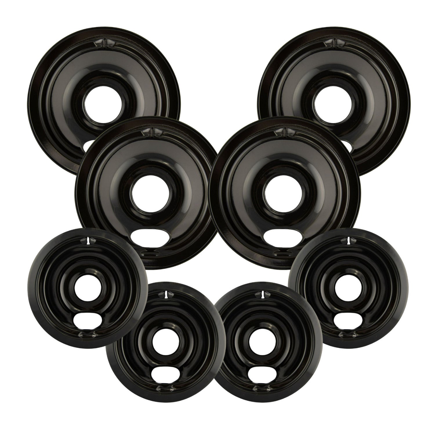 Range Kleen P119204XN Drip Bowls Bundle with 8 Black Style B Porcelain Bowls