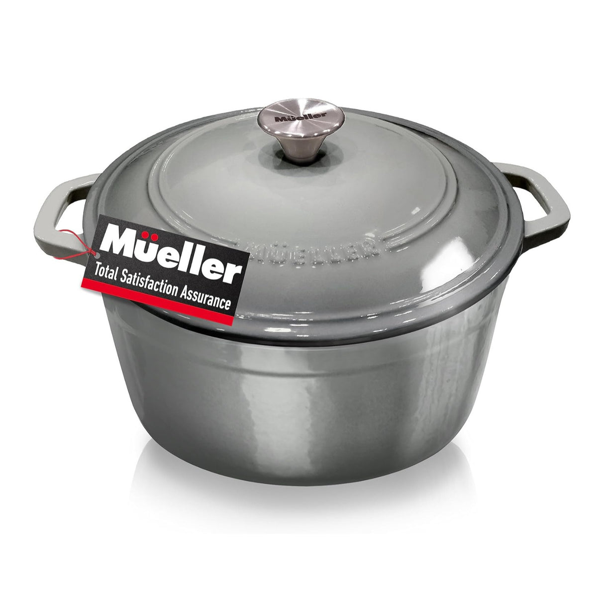Mueller DuraCast 6-Quart Enameled Cast Iron Dutch Oven with Lid (Grey)