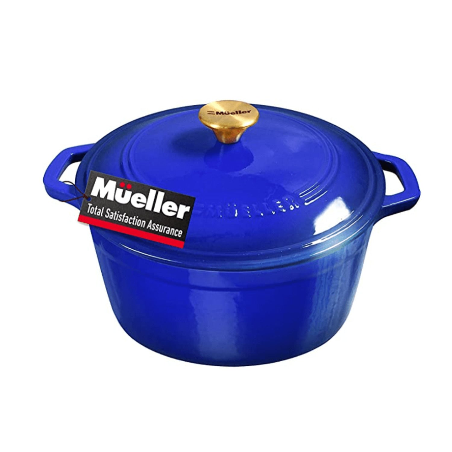 Mueller DuraCast 6-Quart Enameled Cast Iron Dutch Oven with Lid (Blue)