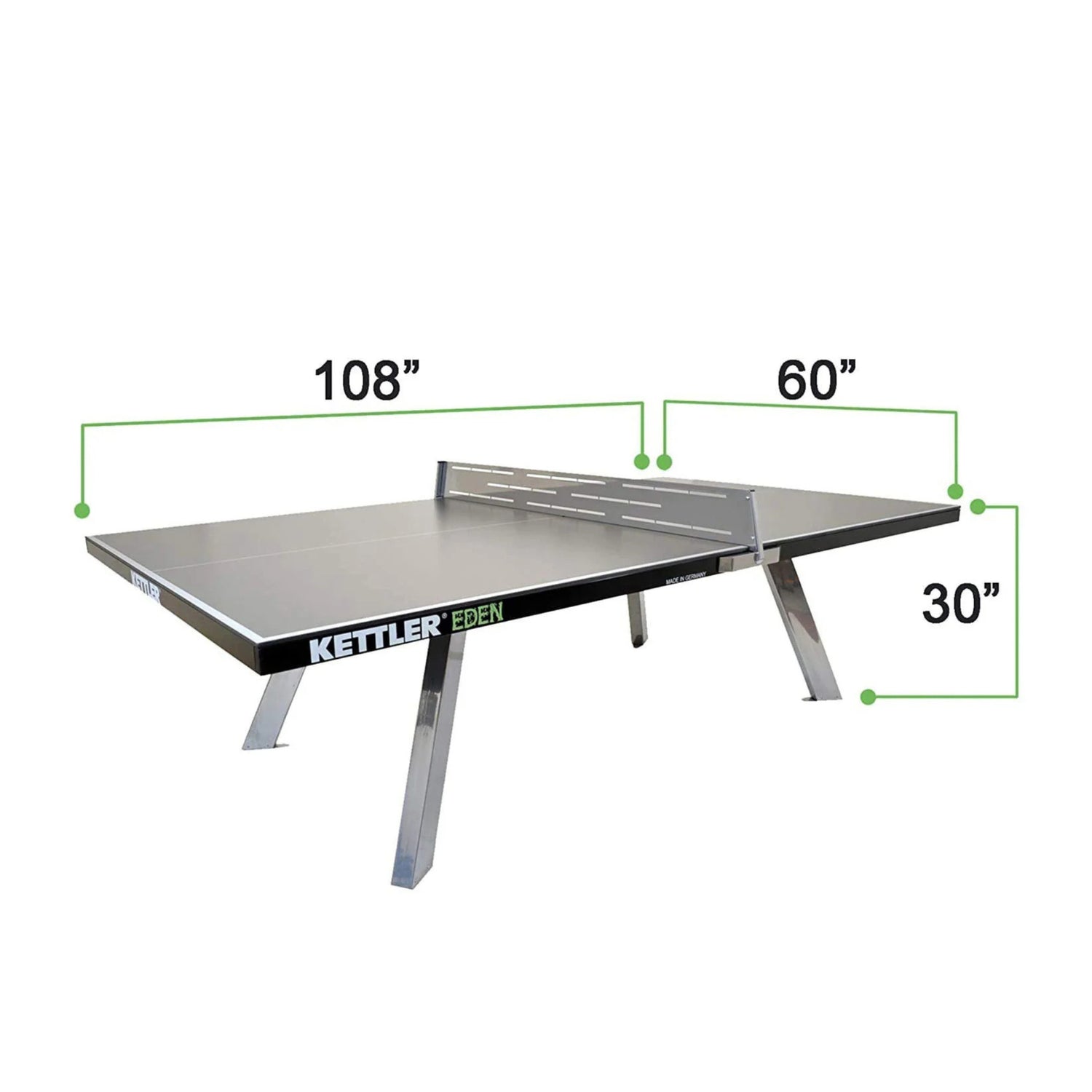 Kettler Eden Outdoor Stationary Table Tennis with Anchor Ready Feet (Gray)