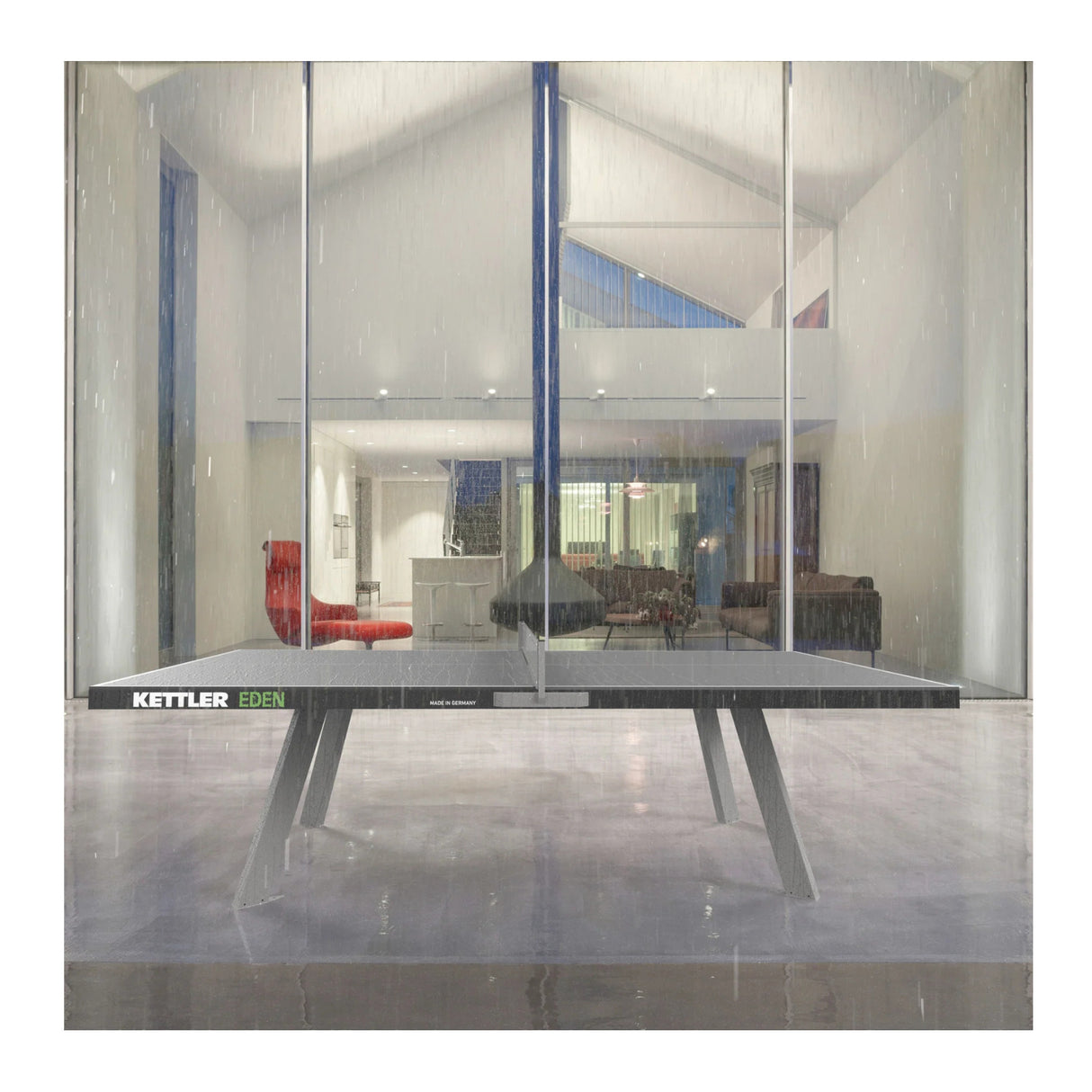 Kettler Eden Outdoor Stationary Table Tennis with Anchor Ready Feet (Gray)