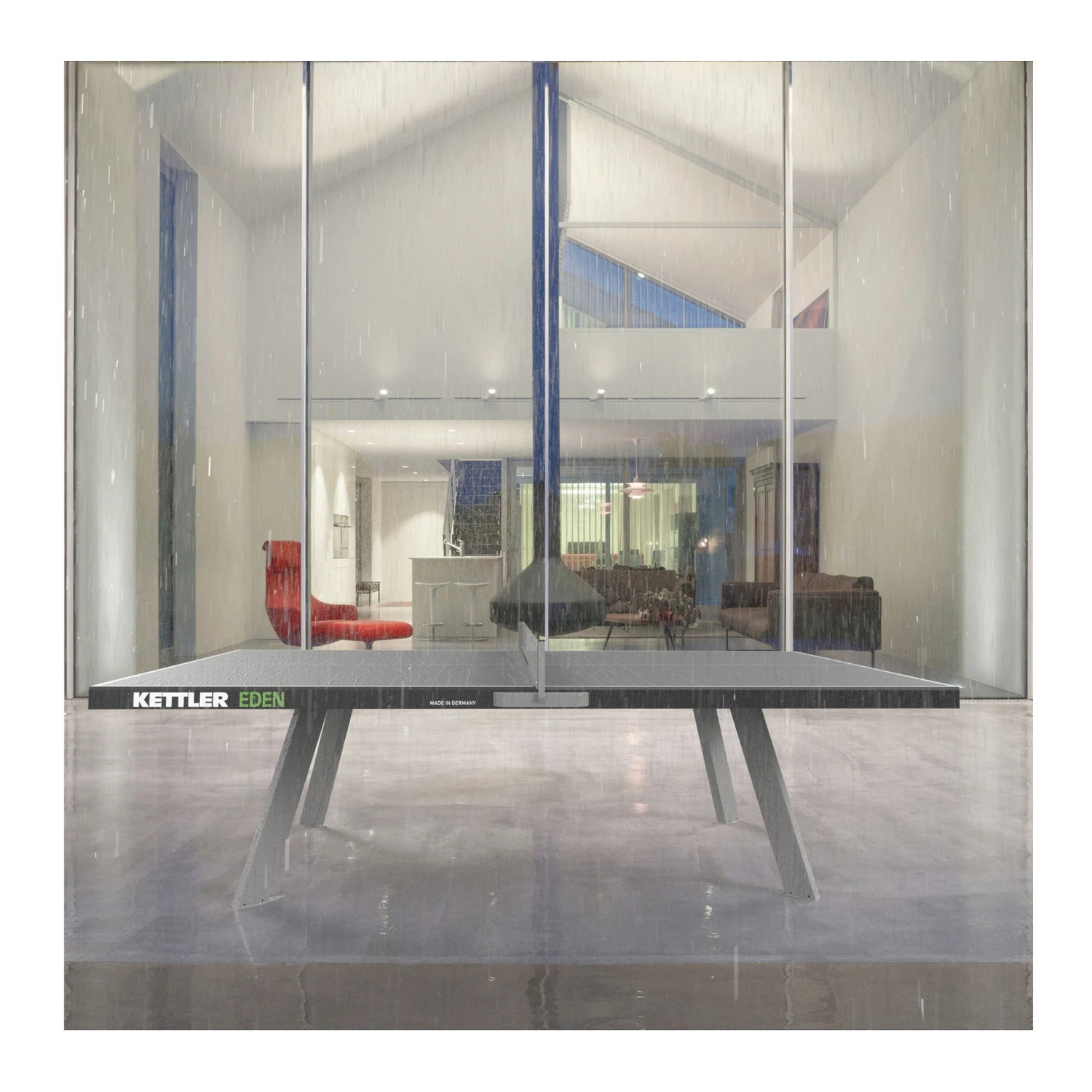 Kettler Eden Outdoor Stationary Table Tennis with Anchor Ready Feet (Gray)
