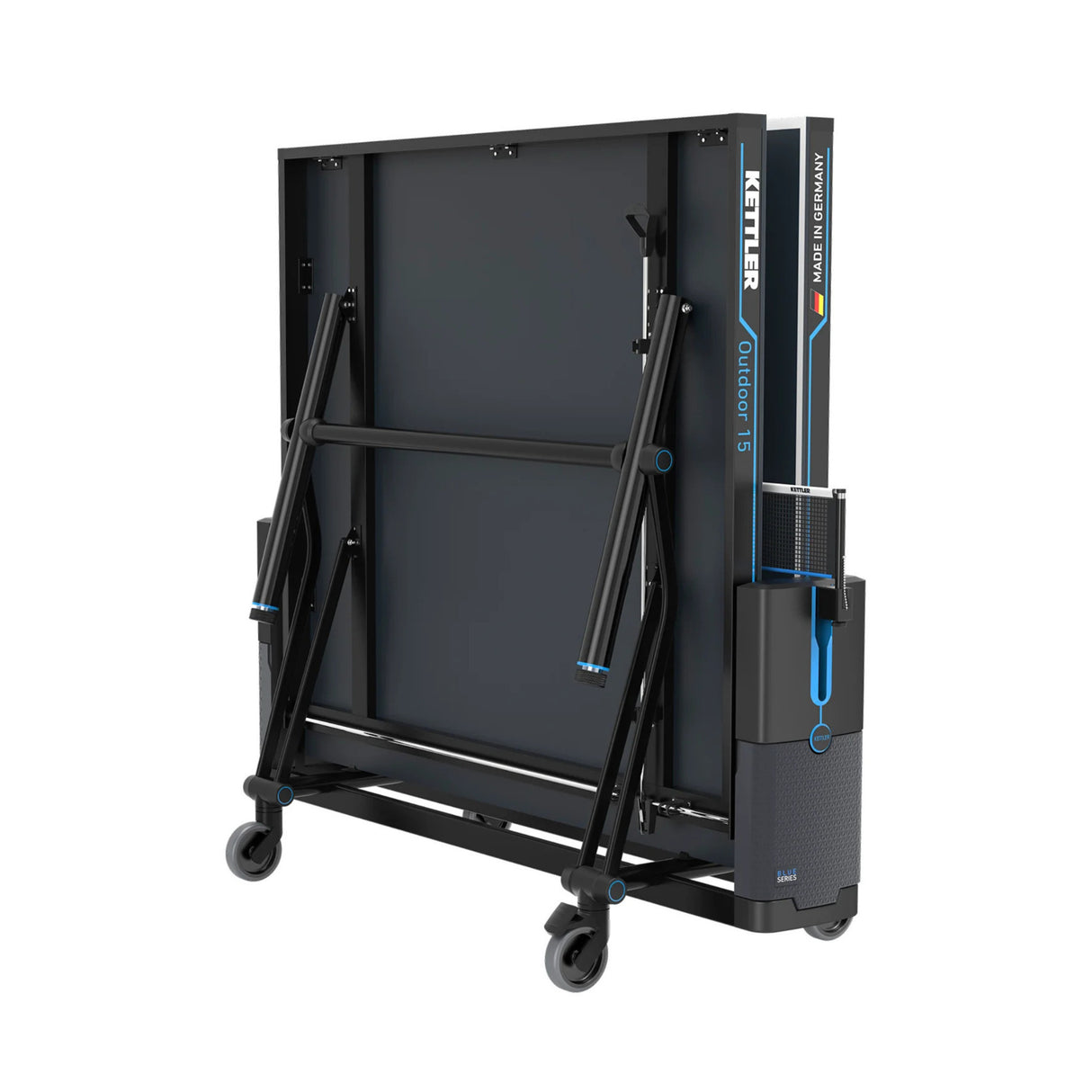 Kettler Outdoor 15 Table Tennis Table with Enclosed Racket Storage Compartment