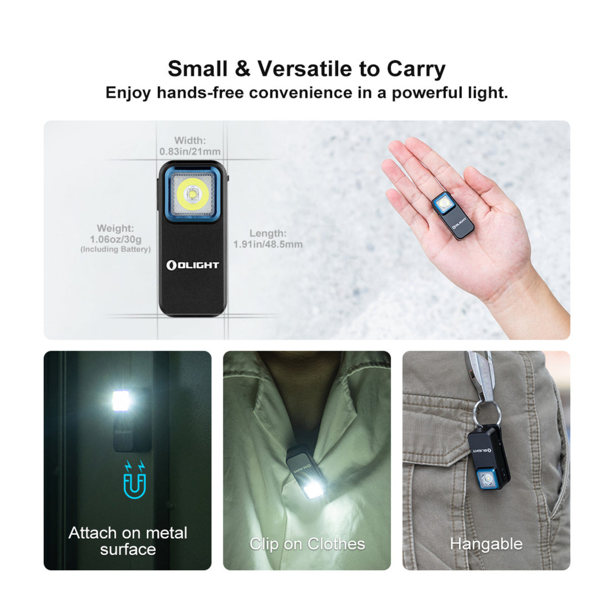 OLIGHT Oclip Rechargeable Clip-On with White and Red Light (Black)