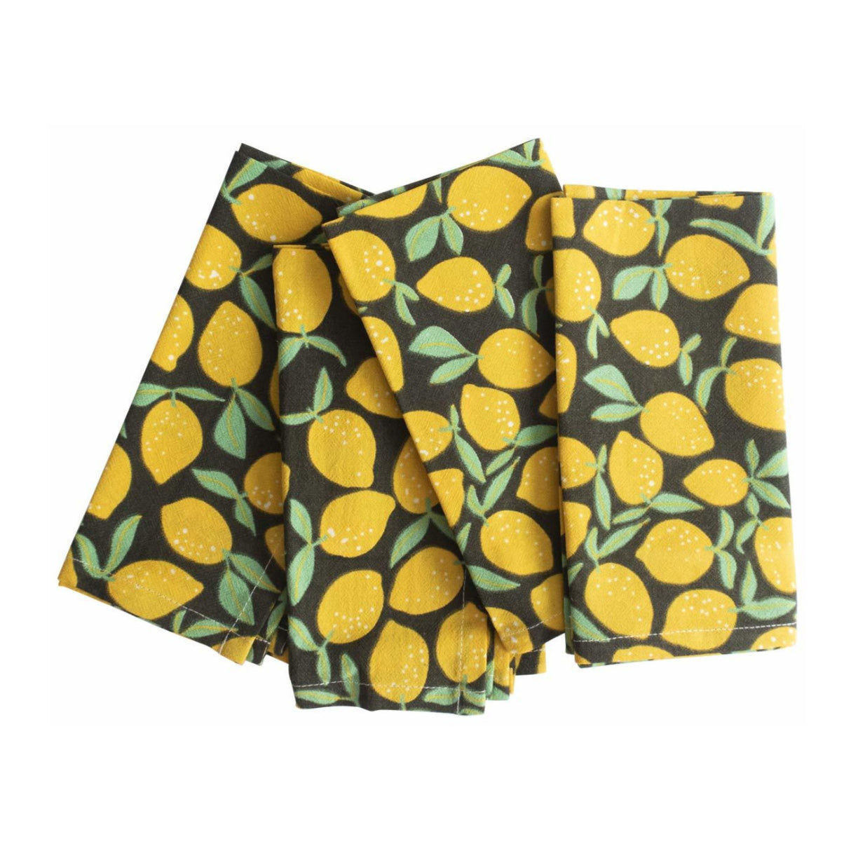 June Clever Farmer's Market Collection, Fabric Napkins for Dining 17X17in (Easy Peasy Lemon Squeezy) (4 Napkins)