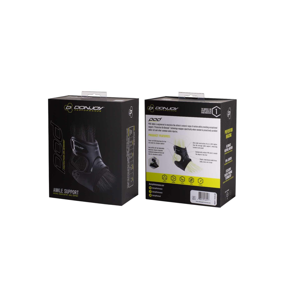 DonJoy Performance POD Ankle Brace (Black, XS, Right)