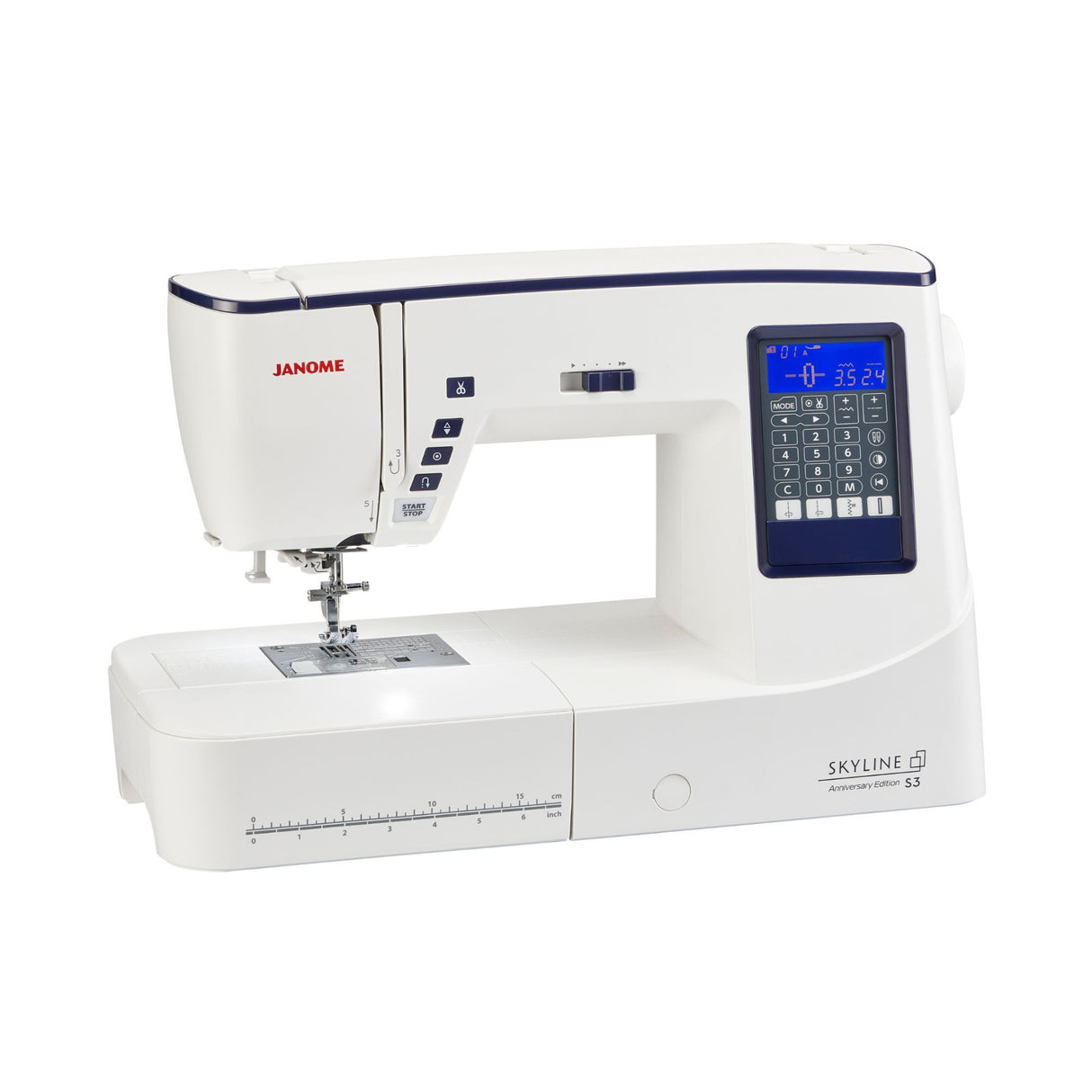 Janome Skyline S3 Anniversary Edition Sewing Machine (White)