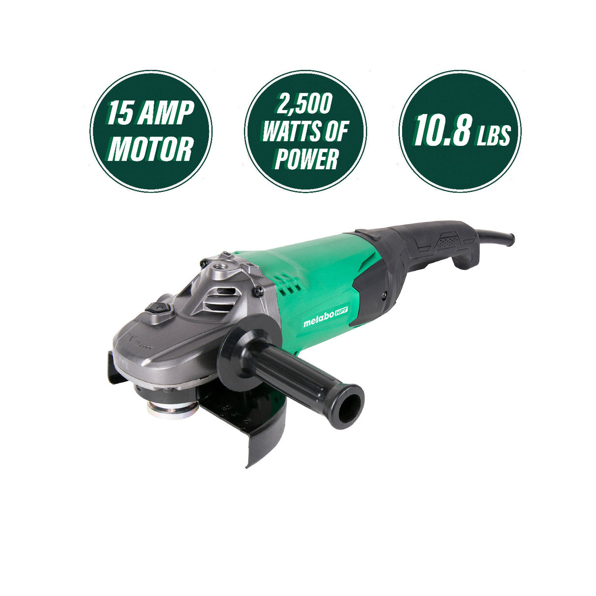 Metabo HPT 7-Inch Angle Grinder with 15-Amp 2500W Trigger Switch (10.8lbs)