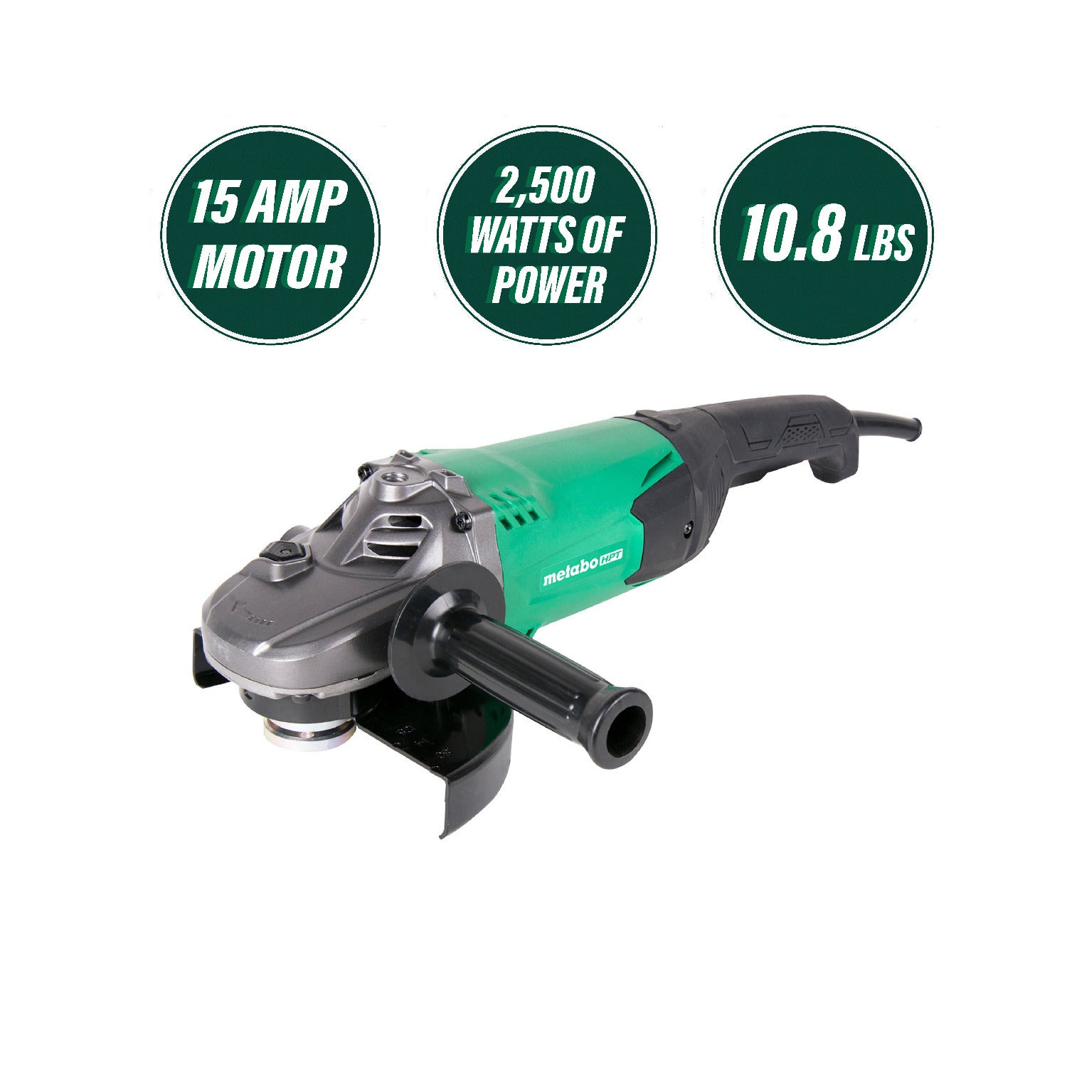 Metabo HPT 7-Inch Angle Grinder with 15-Amp 2500W Trigger Switch (10.8lbs)