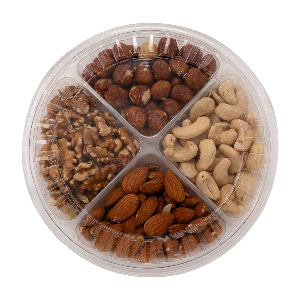 Variety Fresh Assortment Tray, Almonds,Walnut, Cashew,Hazelnuts Gourmet Food Nut Basket,4-Section