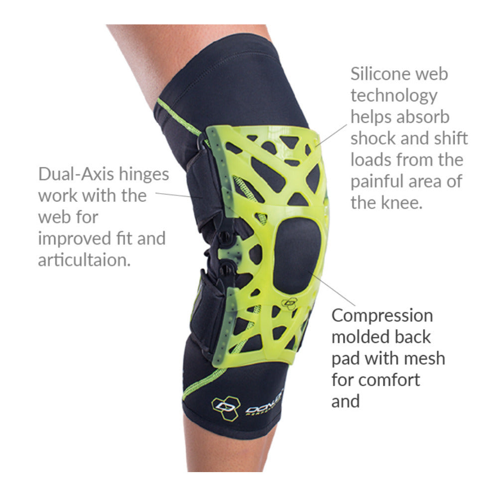 DonJoy Performance Webtech Knee Brace (Slime Green) with Dual-Axis Hinges Large
