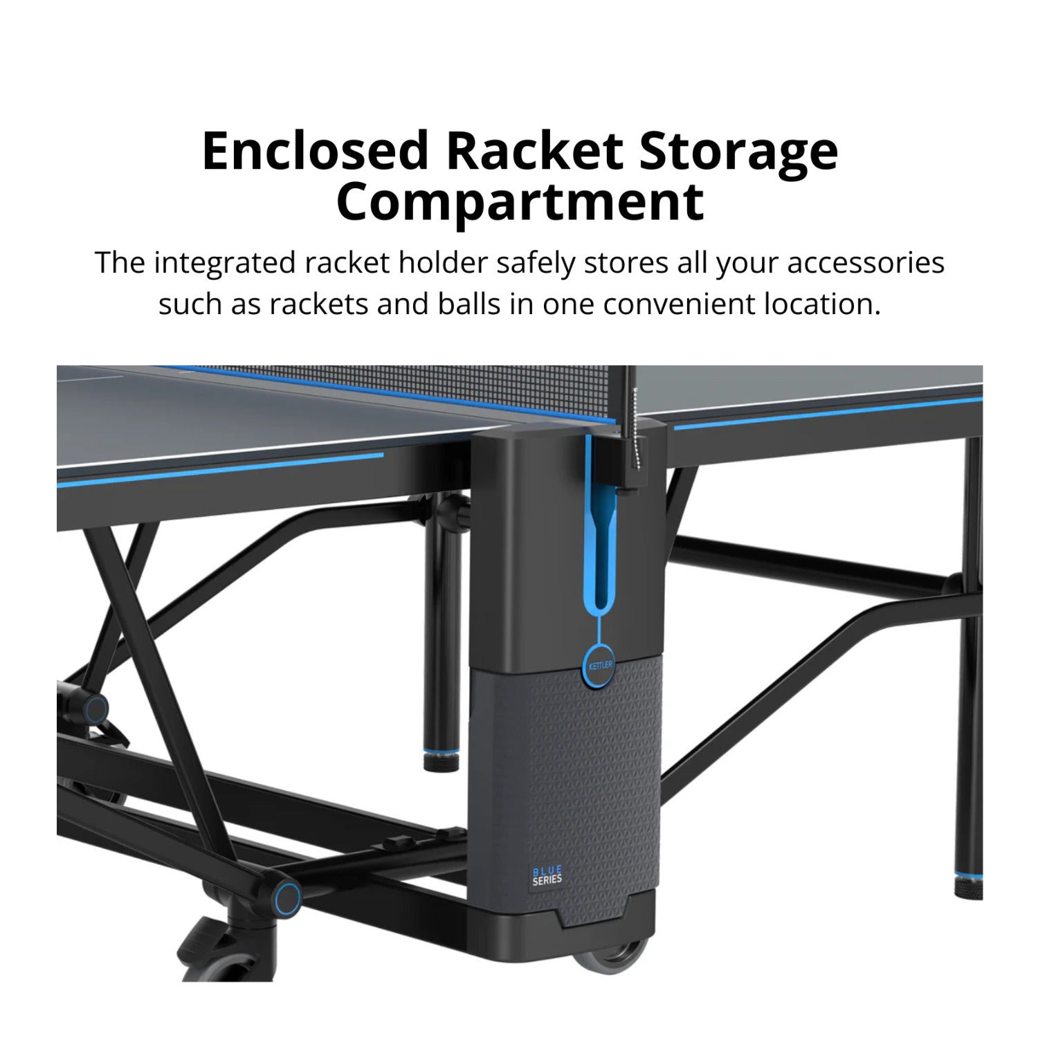 KETTLER Outdoor 15 Table Tennis Table with Cover and 4-Player Accessory Bundle