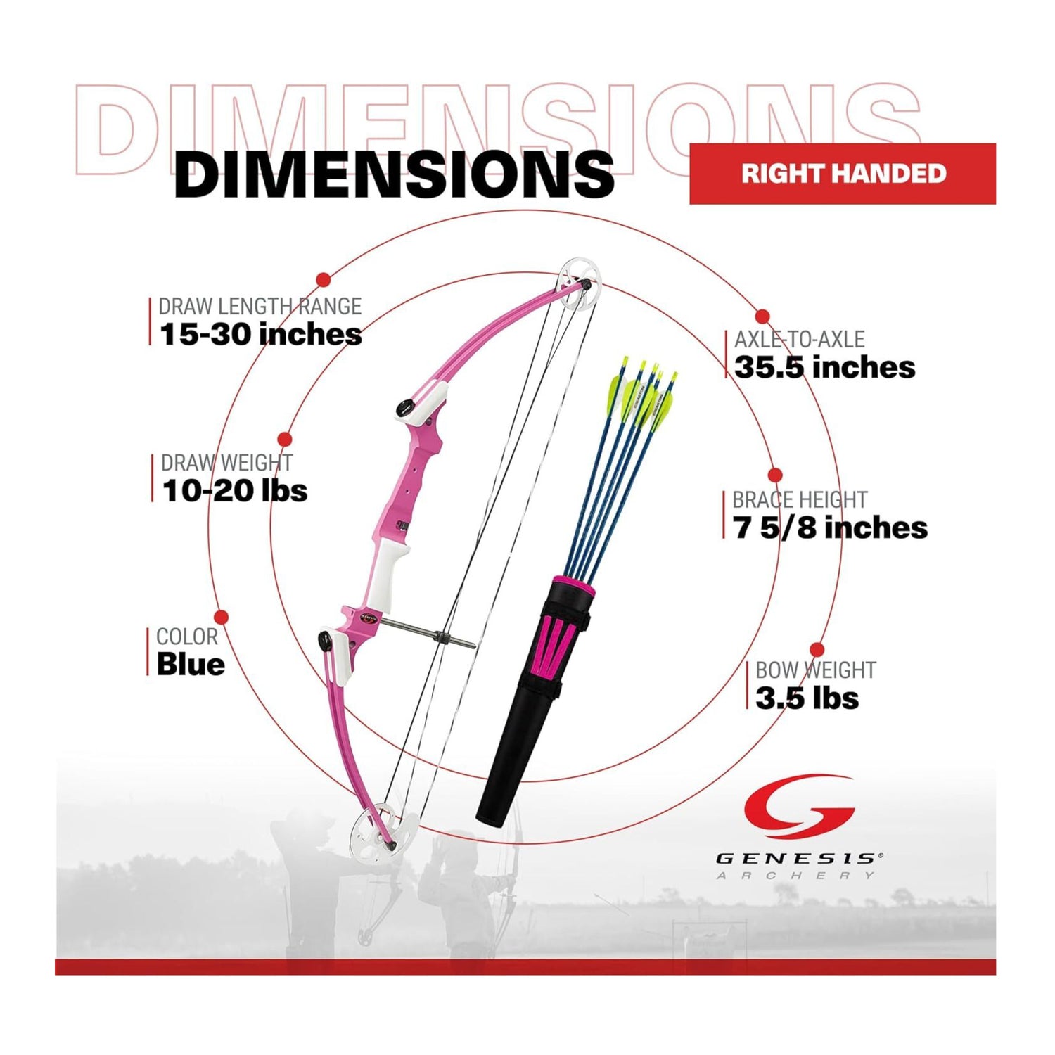 Genesis Bows Original Gen Bow Kit - Right-Hand, Zero Let-Off Design (Pink)