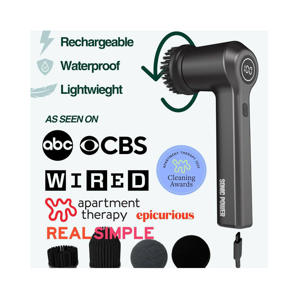 SonicPower Electric Spin Scrubber (Black)