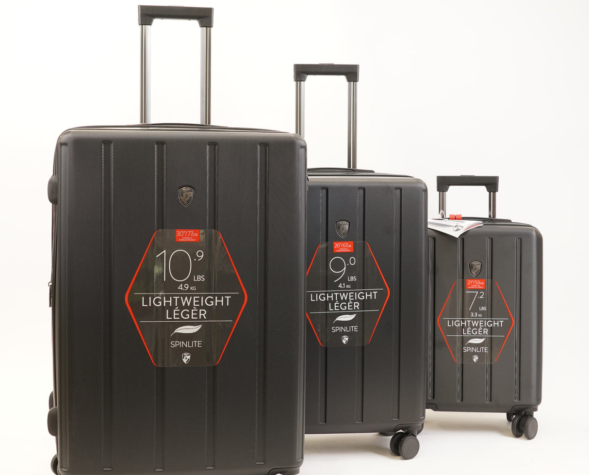 Heys SpinLite 3-Piece Lightweight Luggage Set (Black, 21, 26 and 30 Inch) (Used)