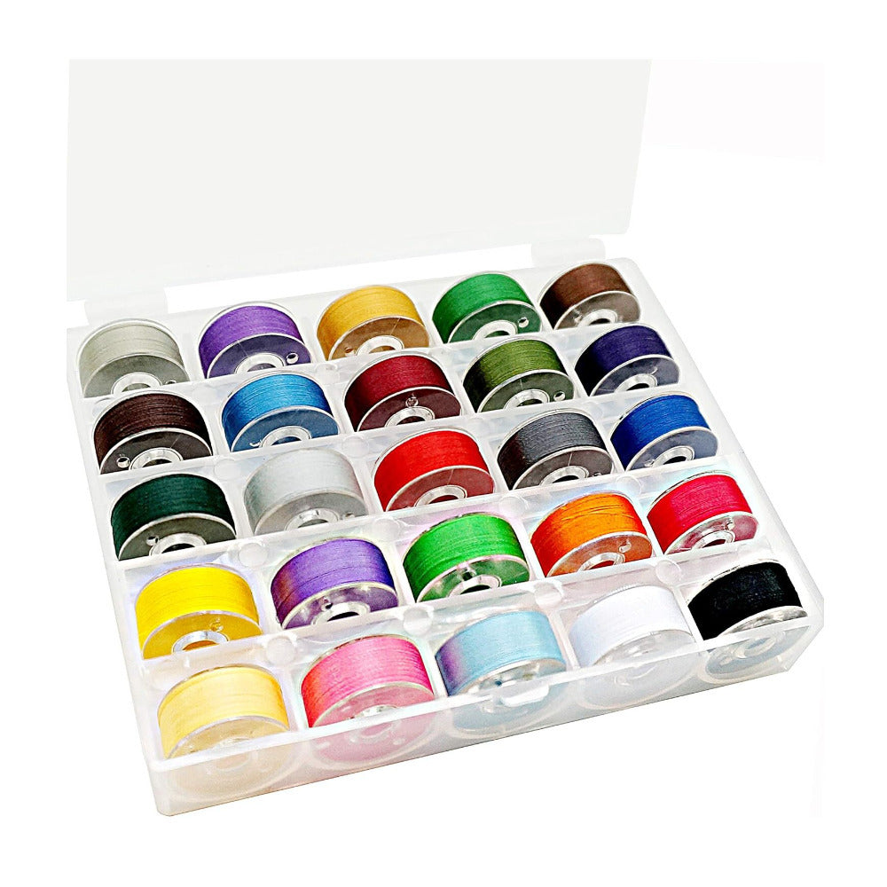 New Brothread 25pcs Assorted Colors 70D/2 (60WT) Prewound Bobbin Thread