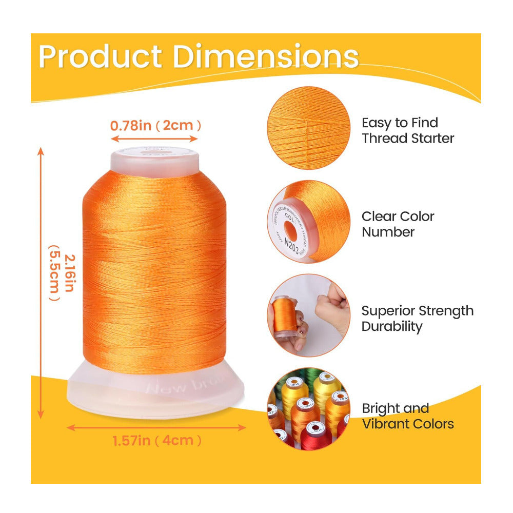 New Brothread Mega Kit 150 Colors Embroidery Machine Thread 40WT 500M/550YD