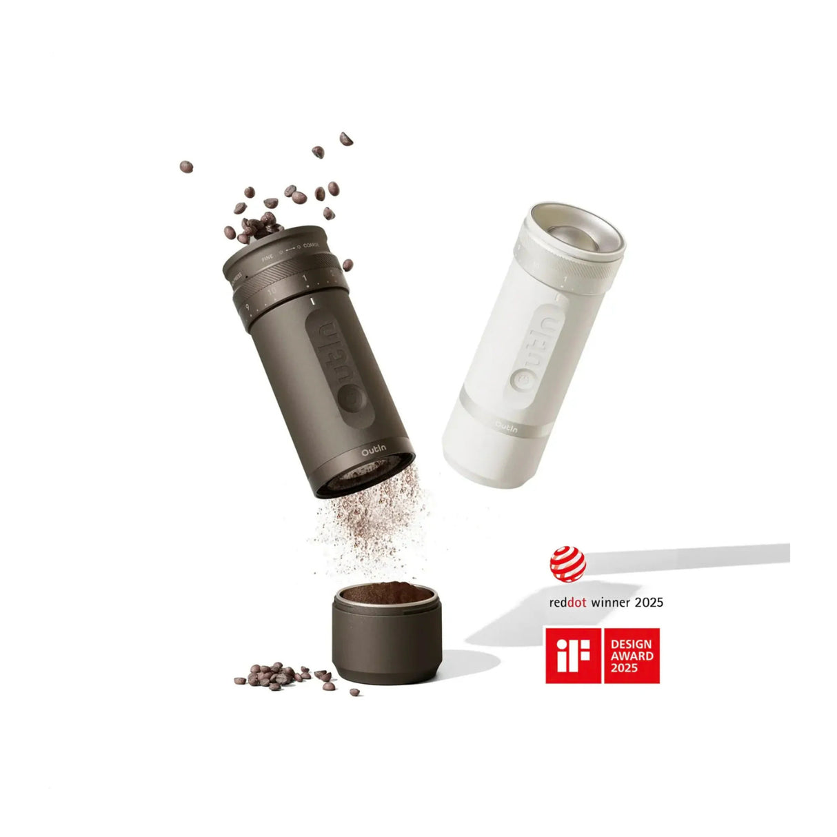 OutIn Fino Portable Electric Coffee Grinder with 28 Grind Sizes (Tundra Brown)
