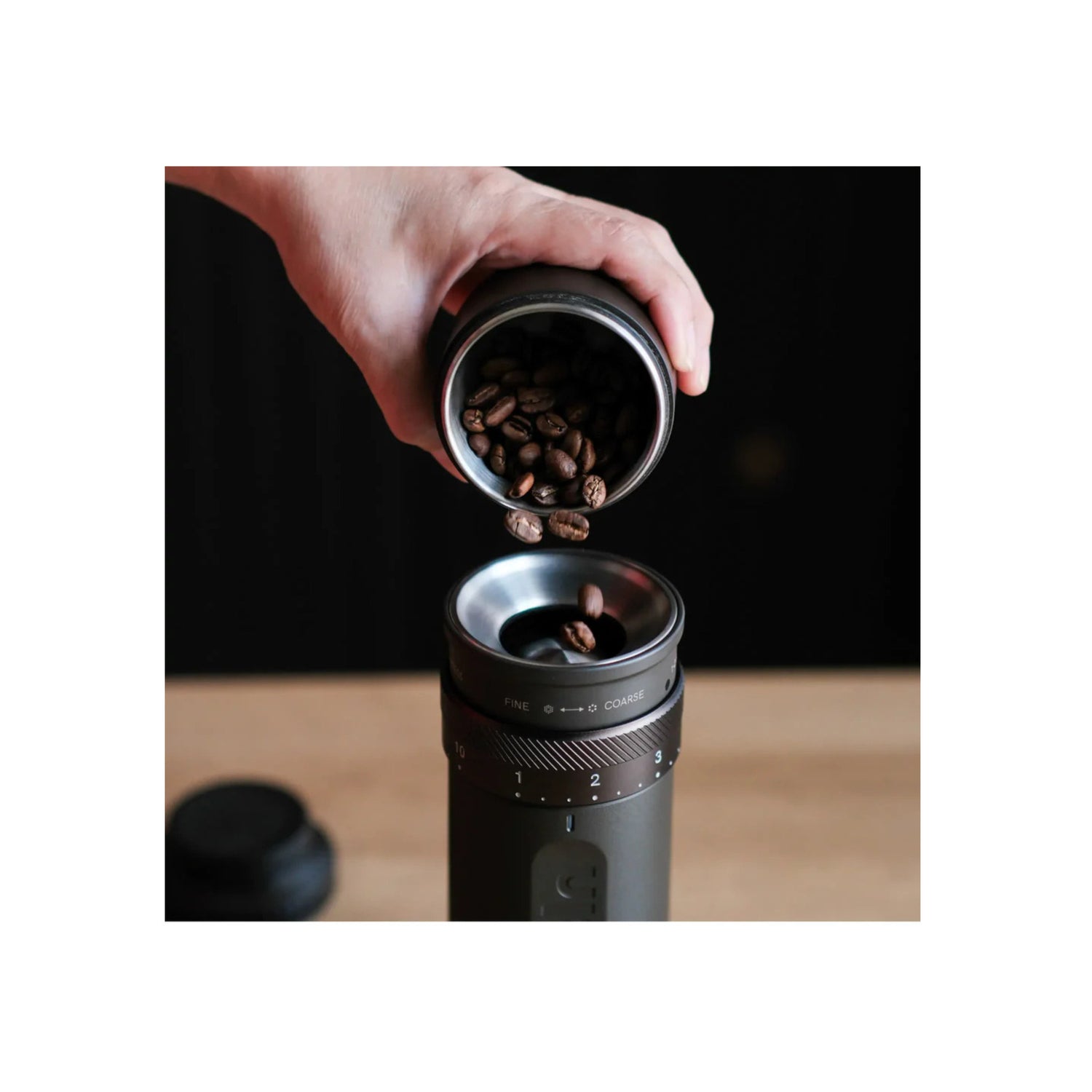 OutIn Fino Portable Electric Coffee Grinder with 28 Grind Sizes (Tundra Brown)