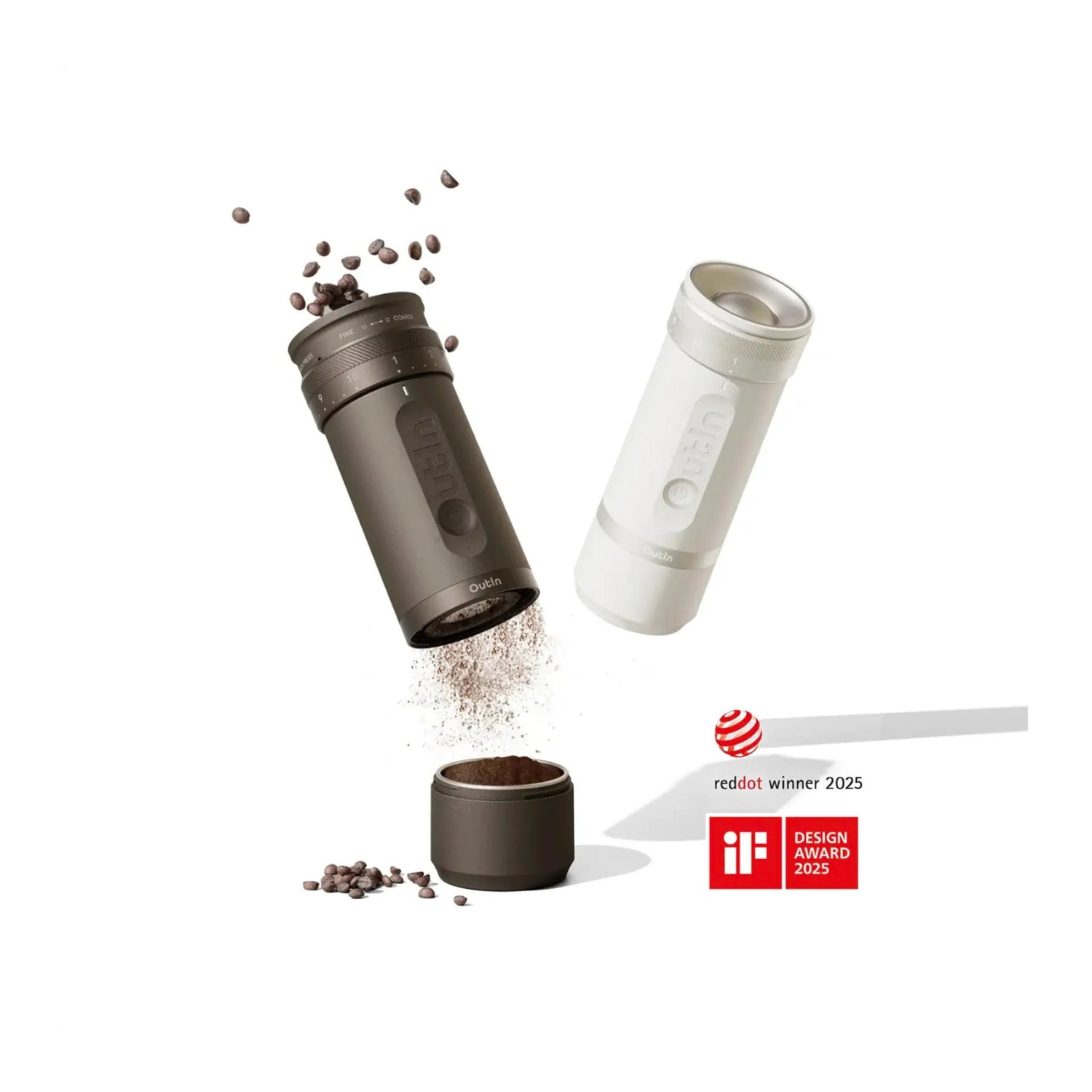 OutIn Fino Portable Electric Coffee Grinder with 28 Grind Size (Sandstone White)