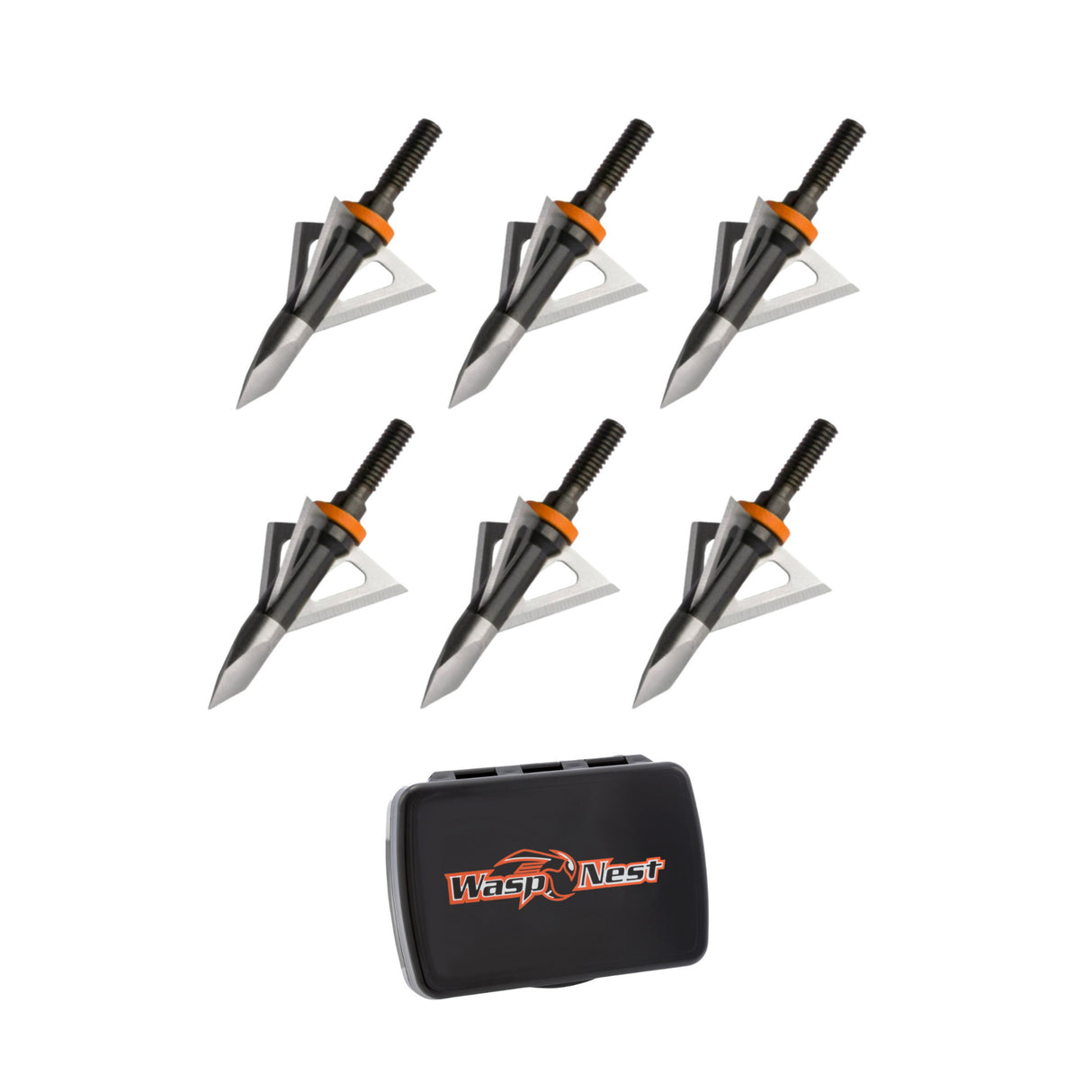 Wasp Drone 100-Grain Fixed-Blade Broadhead Arrow (6-Pack) with Case Bundle