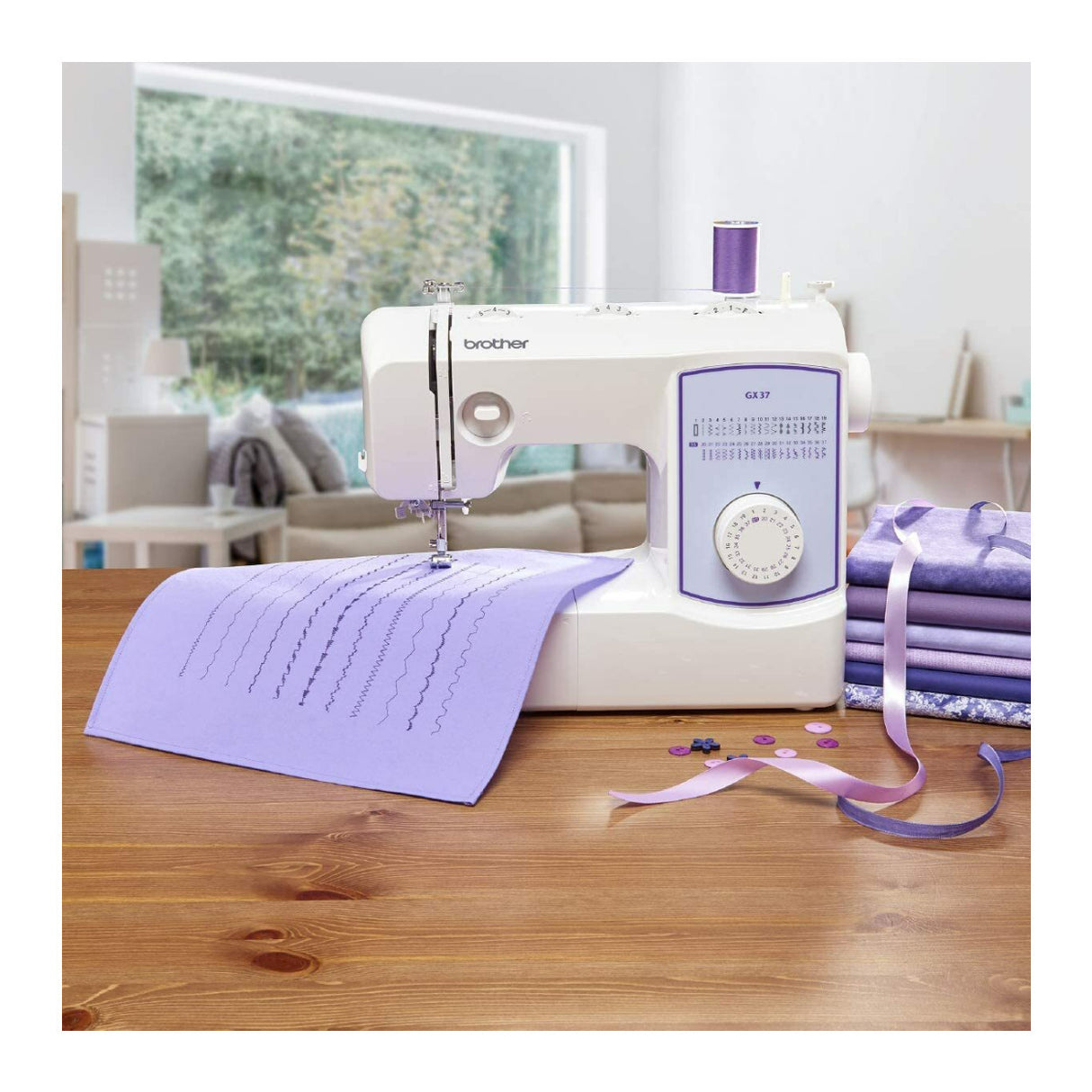 Brother GX-37 Sewing Machine and 6-Piece Sewing Thread Bundle