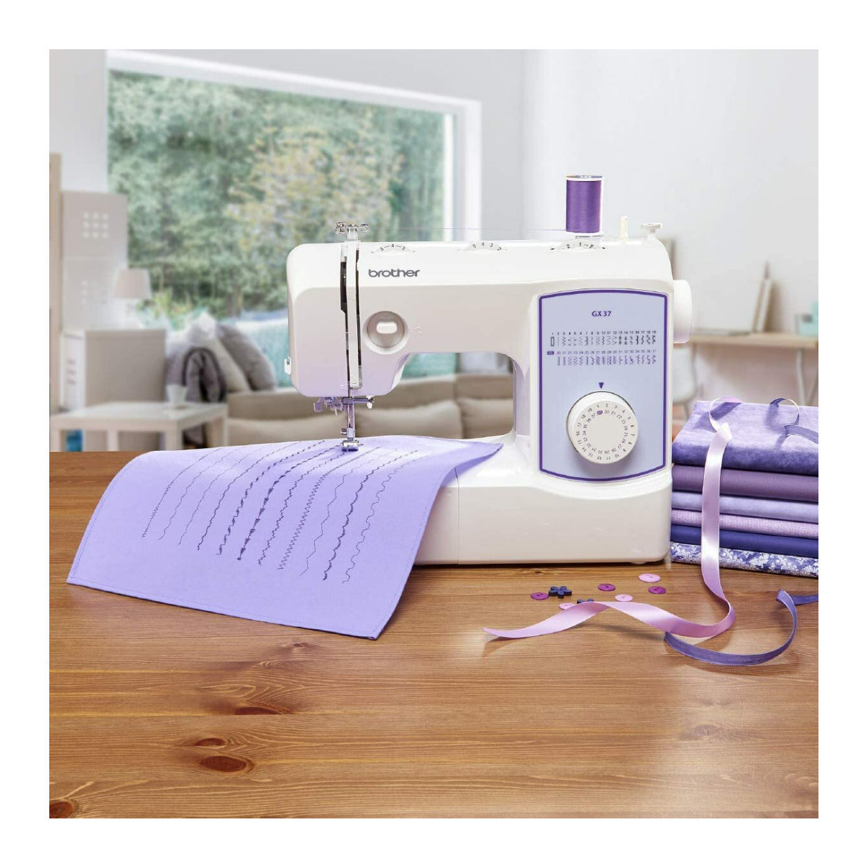 Brother GX-37 Sewing Machine and 6-Piece Sewing Thread Bundle