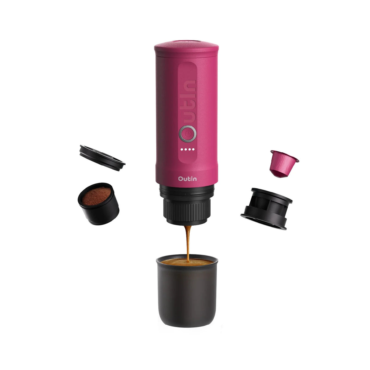OutIn Nano Portable 2-in-1 Electric Espresso Machine (Fuchsia Pink)