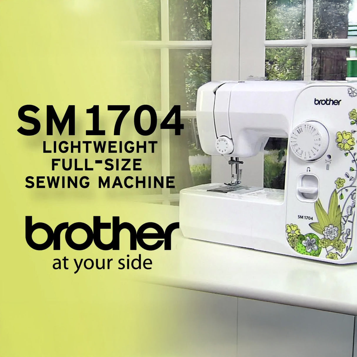 Brother SM1704 17-Stitch Lightweight Sewing Machine (White) and Thread Bundle