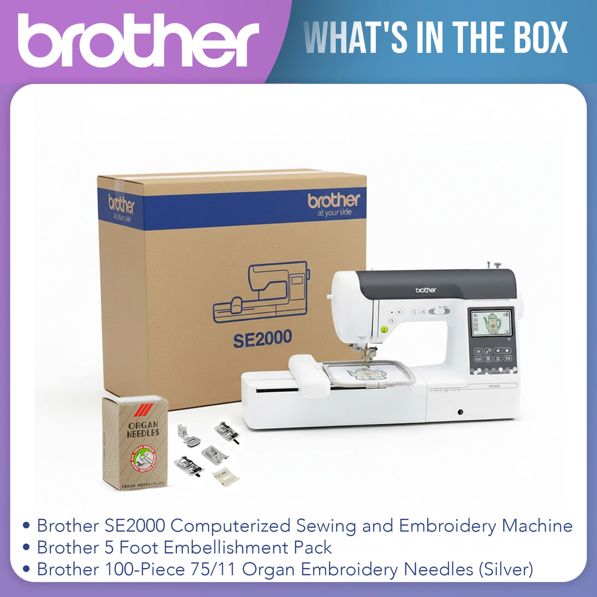 Brother SE2000 Computerized Sewing and Embroidery Machine and Accessories Bundle